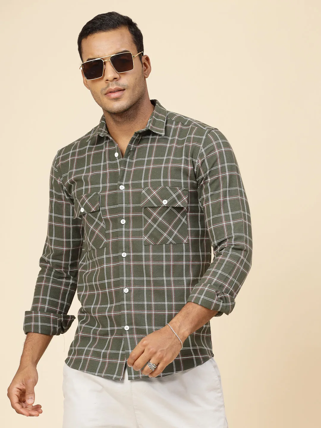 Cotton Checks Tailored Utility Shirt