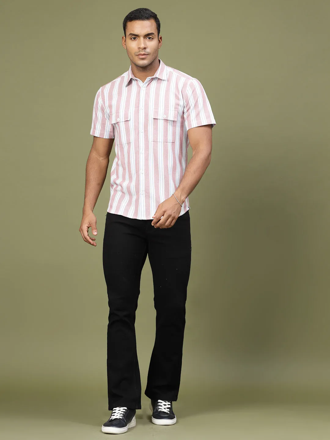 Cotton Stripe Tailored Utility Shirt