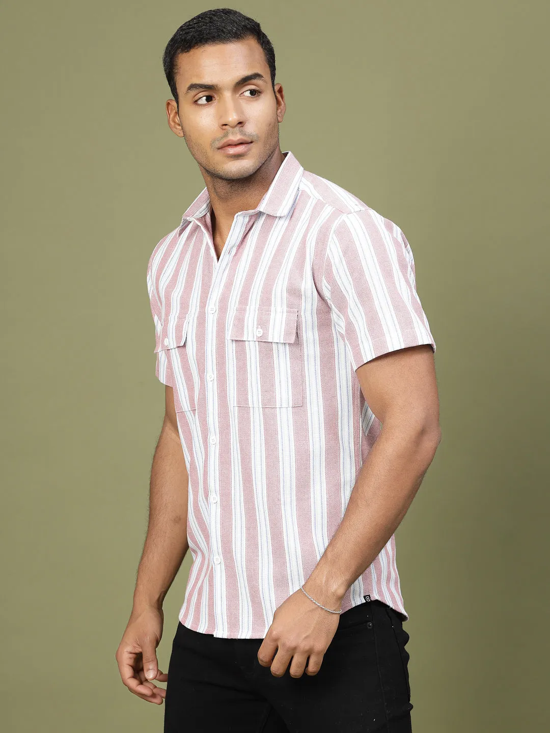 Cotton Stripe Tailored Utility Shirt