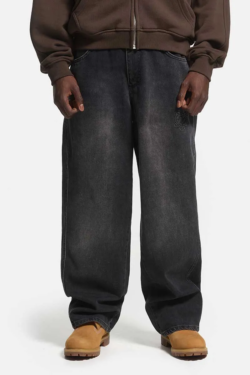 DISTINCTIVE BAGGY DENIM BLACK WASHED