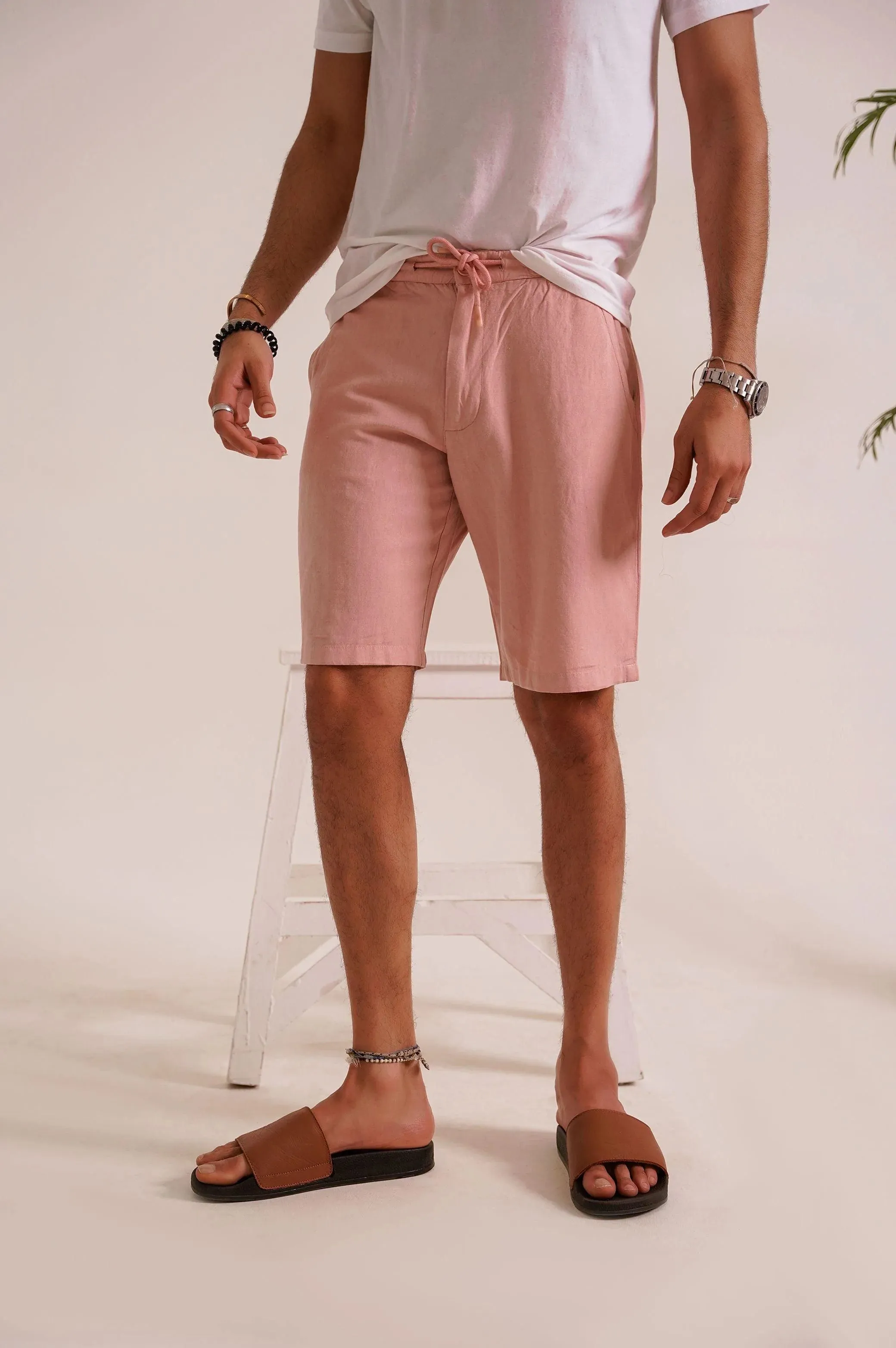 DRAWSTRING LINEN SHORTS