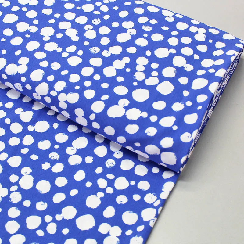 Dressmaking Blue Polyester Drape - White Bubbles