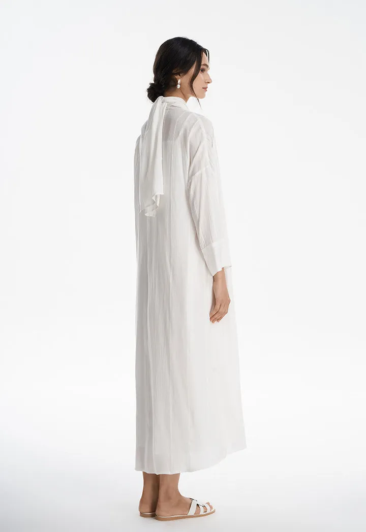 Embroider Striped Open Maxi Abaya