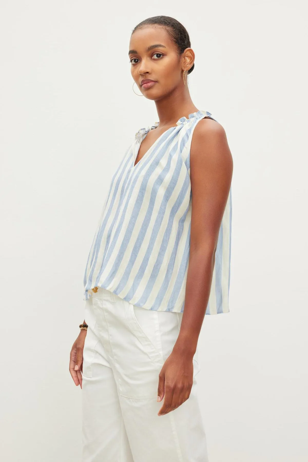 ERICA STRIPED LINEN TANK TOP