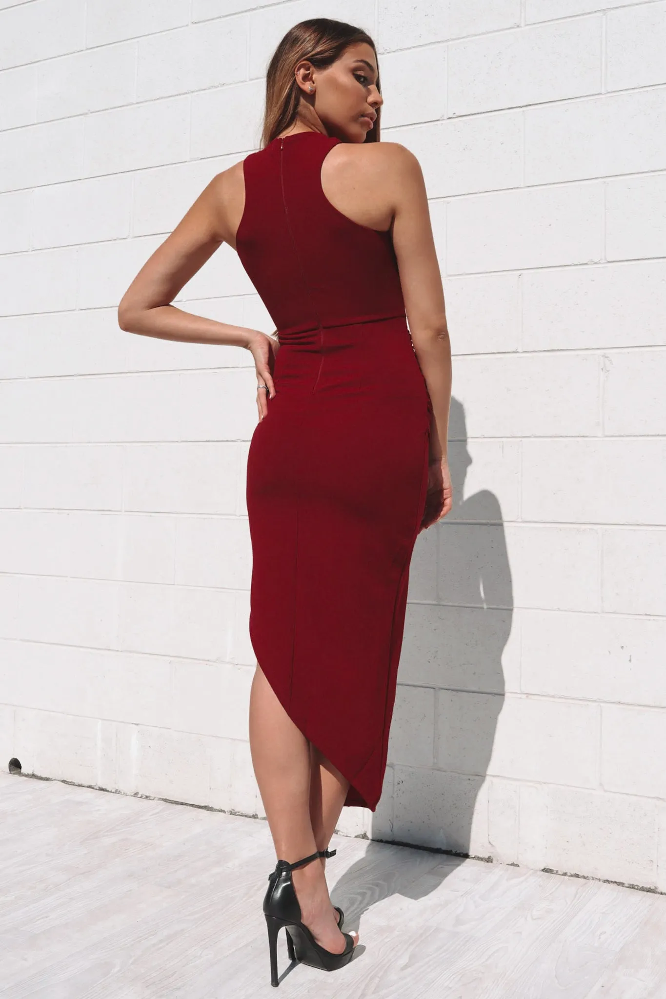 Eva Midi Bodycon Dress - Wine