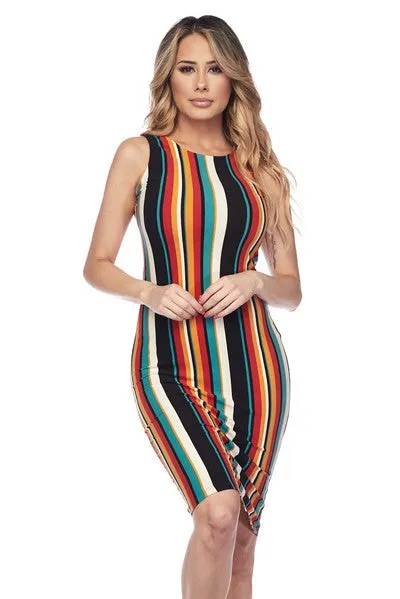 Faith Striped Print Bodycon Dress