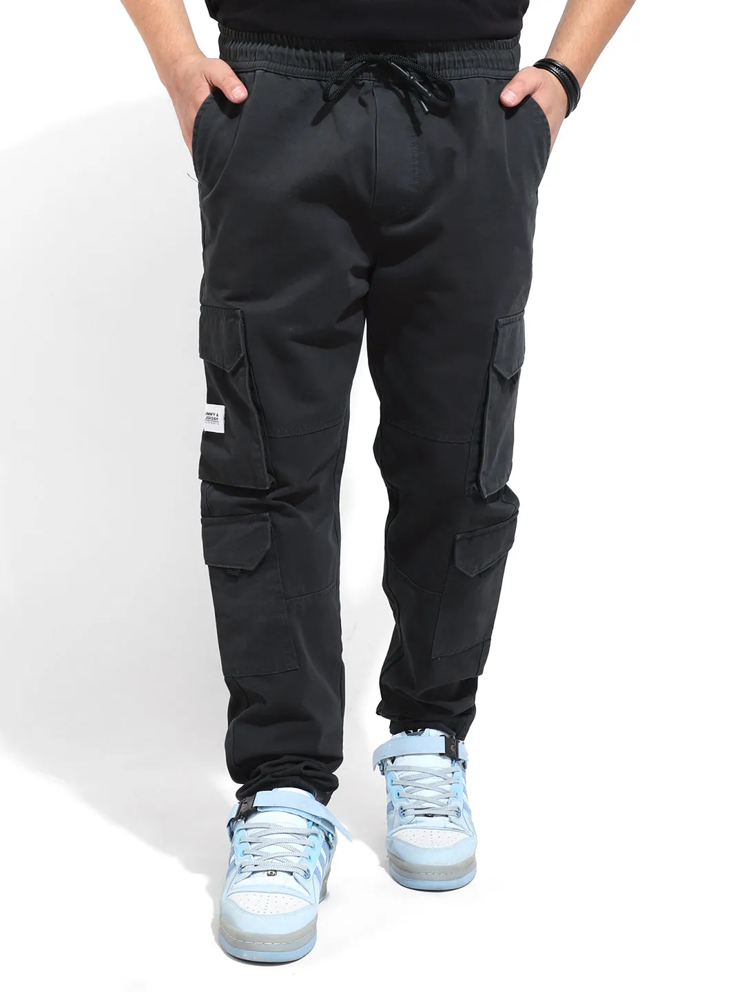 Fantacy Dark Grey 8 Pocket Baggy Fit Denim Cargo