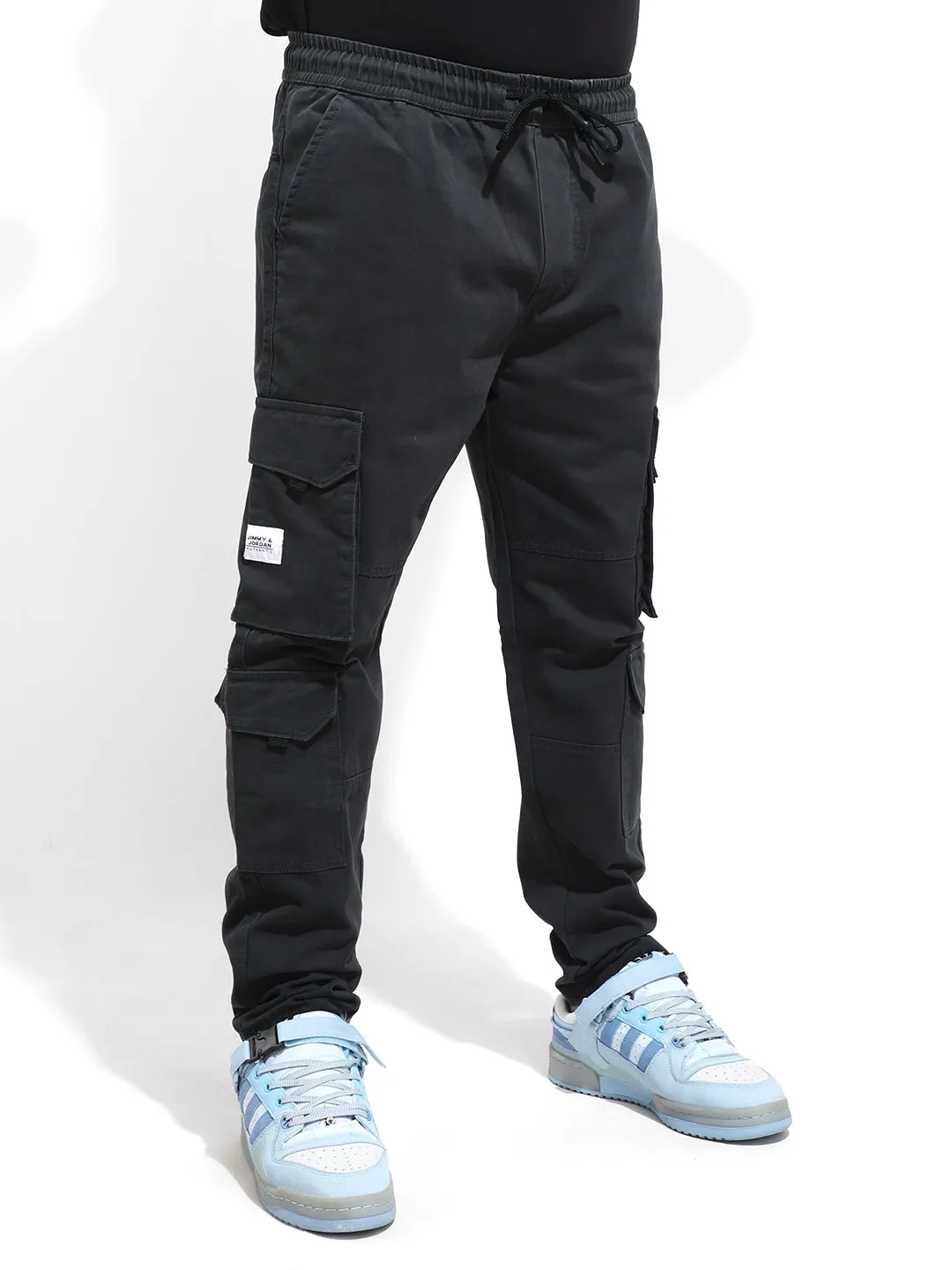 Fantacy Dark Grey 8 Pocket Baggy Fit Denim Cargo