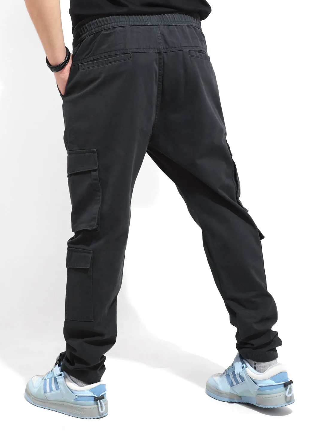 Fantacy Dark Grey 8 Pocket Baggy Fit Denim Cargo