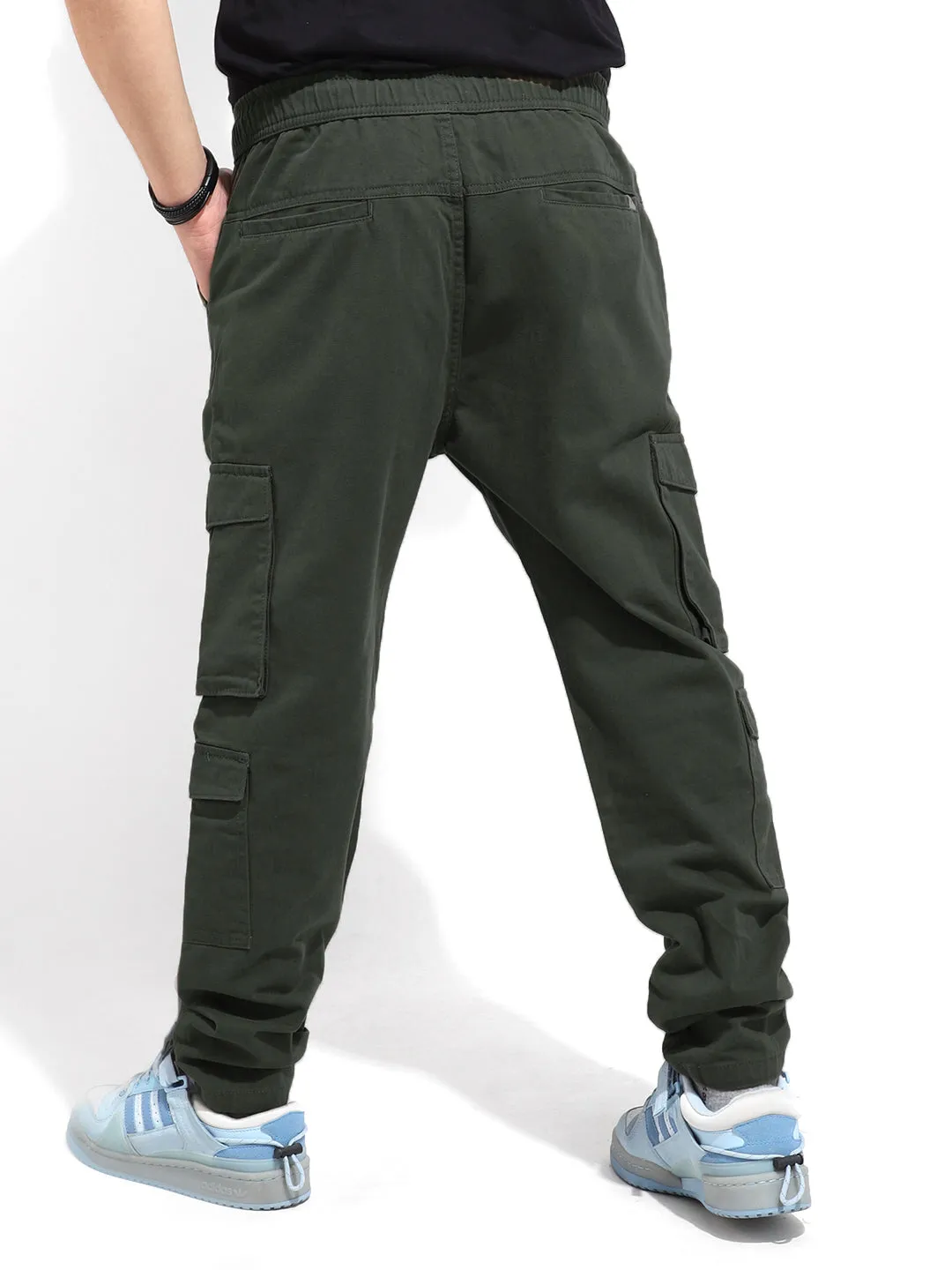 Fantasy Olive 8-Pocket Baggy-Fit Denim Cargo Pants