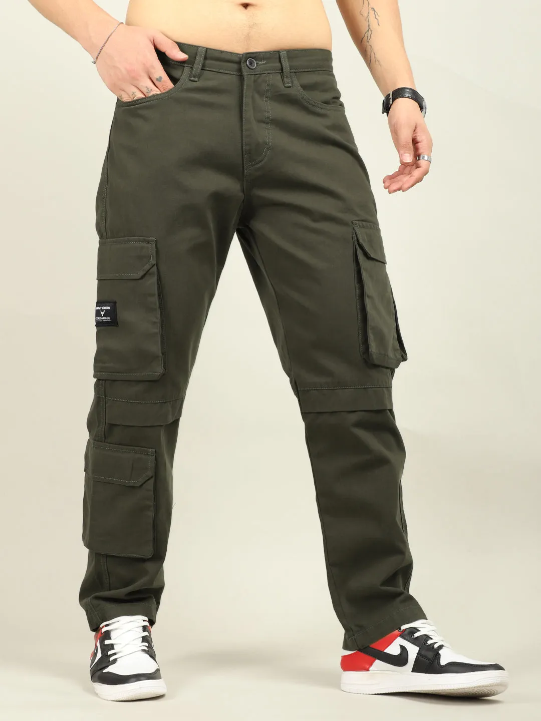 Fire Dark Olive Baggy Fit 8 Pocket Cargo