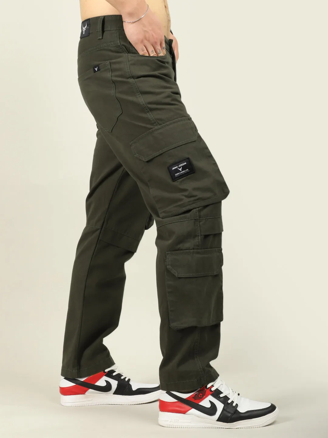 Fire Dark Olive Baggy Fit 8 Pocket Cargo