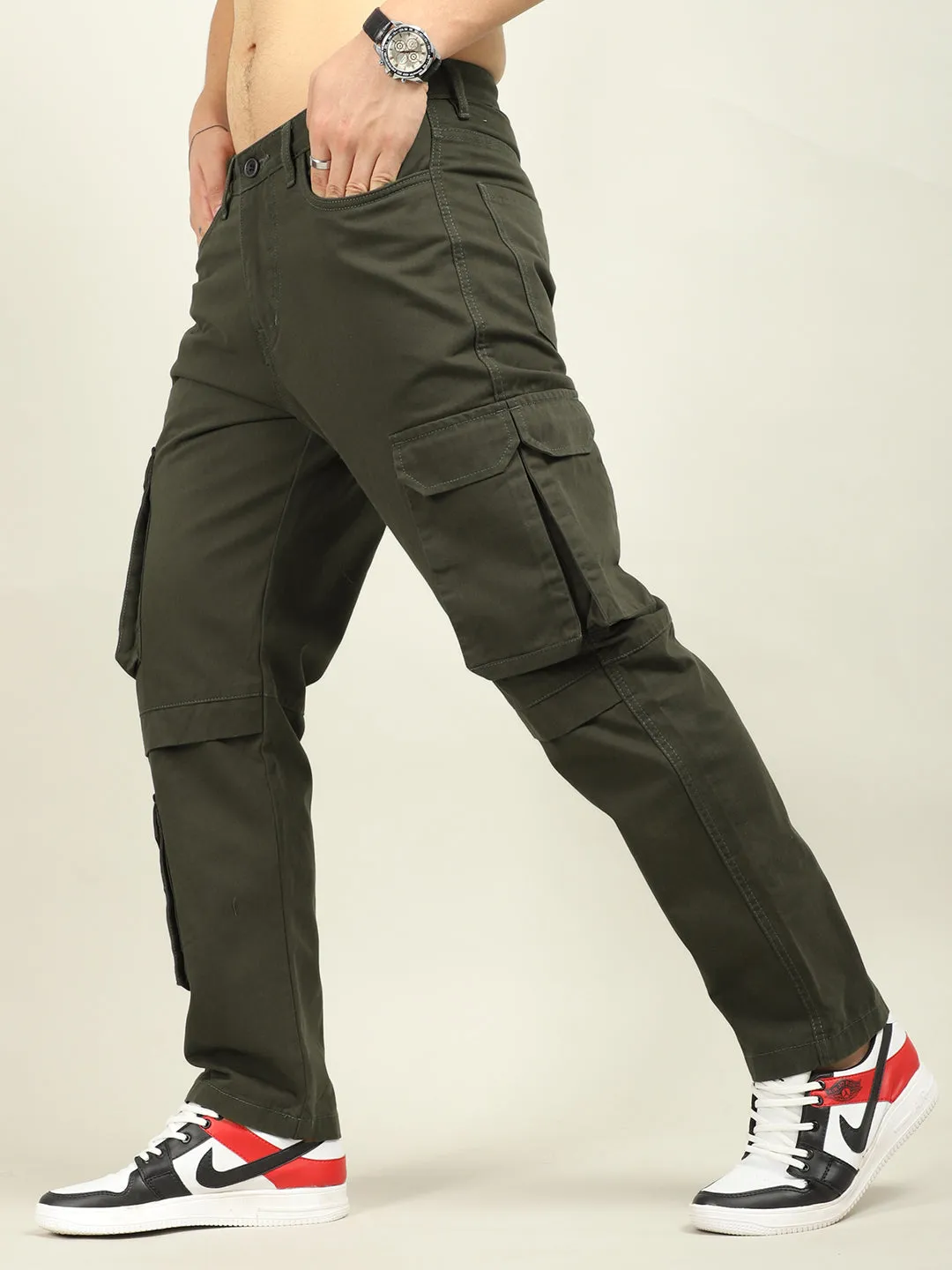 Fire Dark Olive Baggy Fit 8 Pocket Cargo