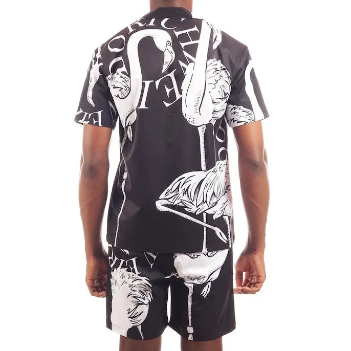 FLAMINGO SILK SHIRT BLACK