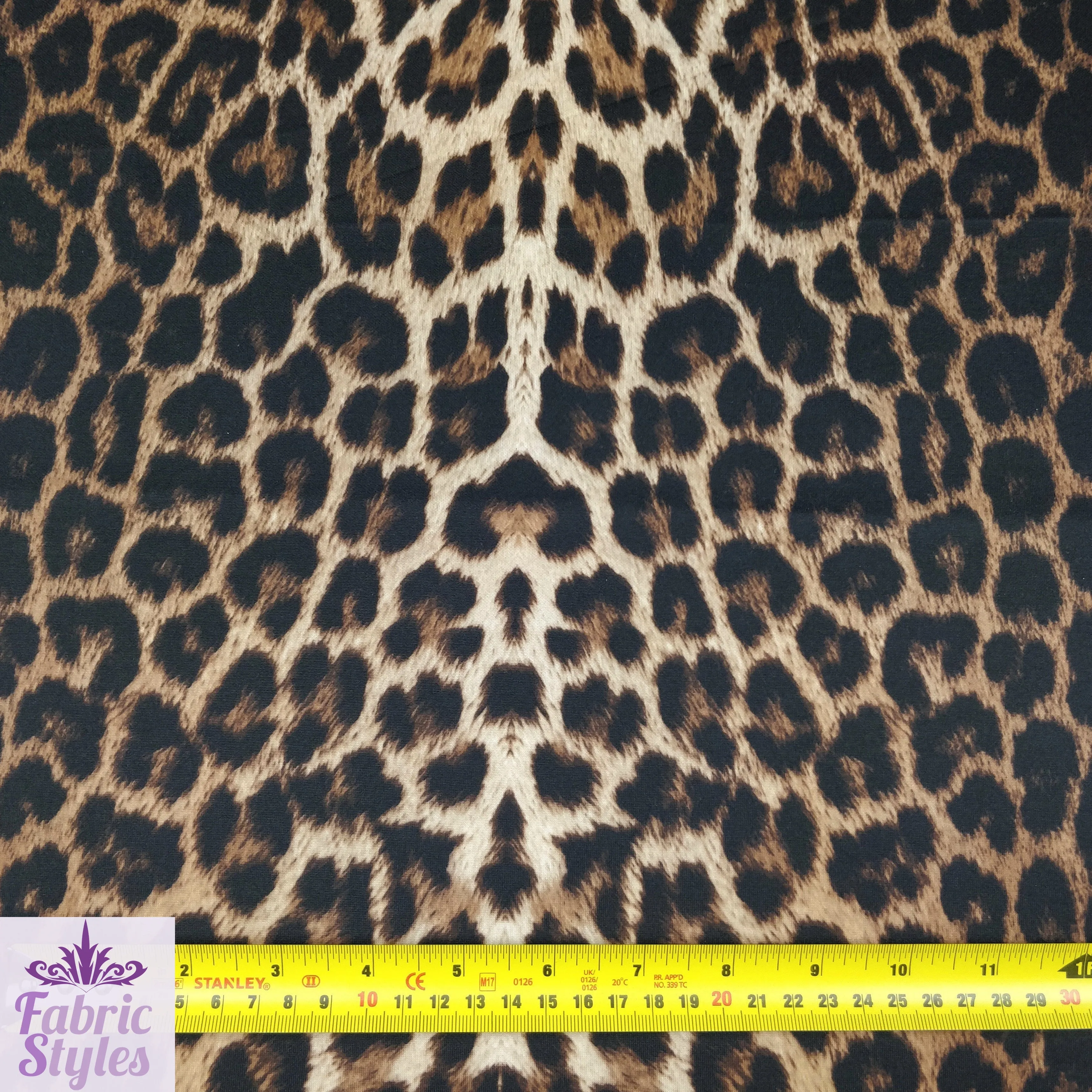 FS005 Leopard Print Scuba, Spun Polyester & Velvet Fabric