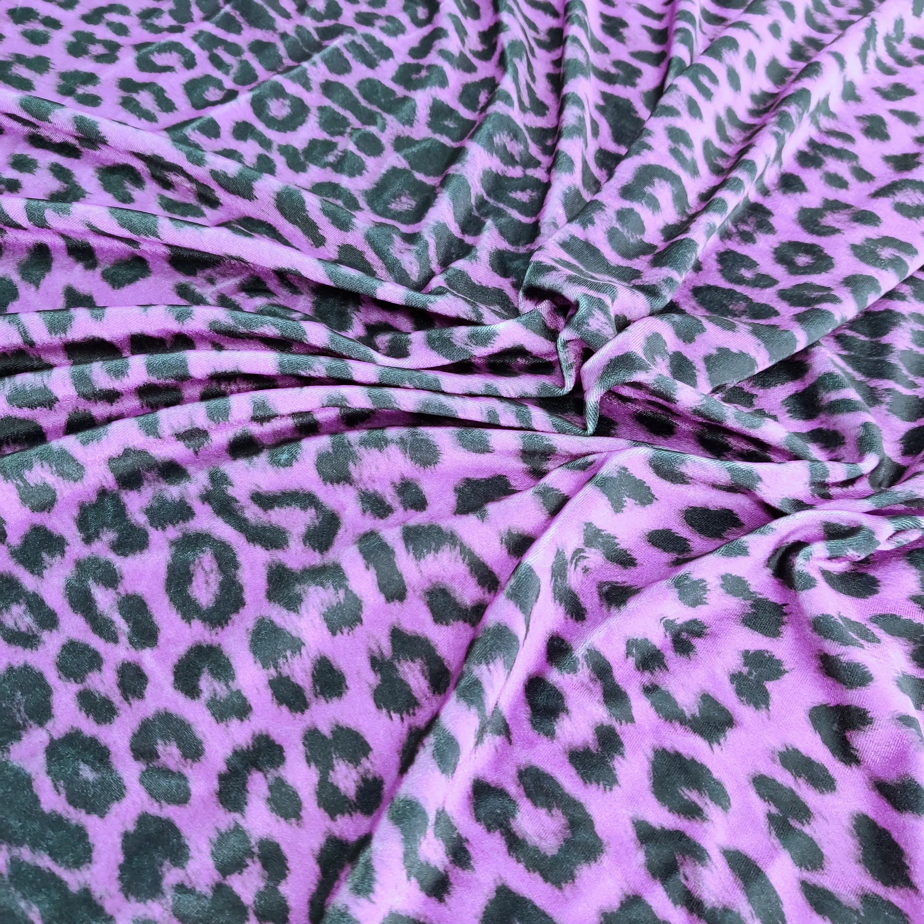 FS005 Leopard Print Scuba, Spun Polyester & Velvet Fabric