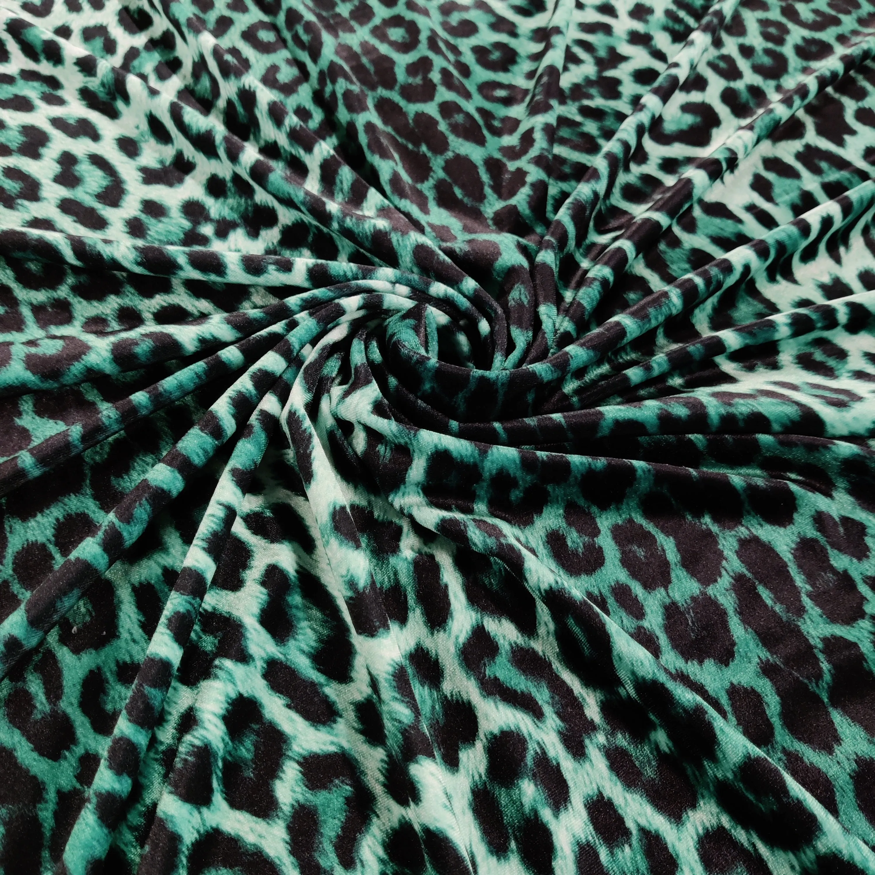 FS005 Leopard Print Scuba, Spun Polyester & Velvet Fabric