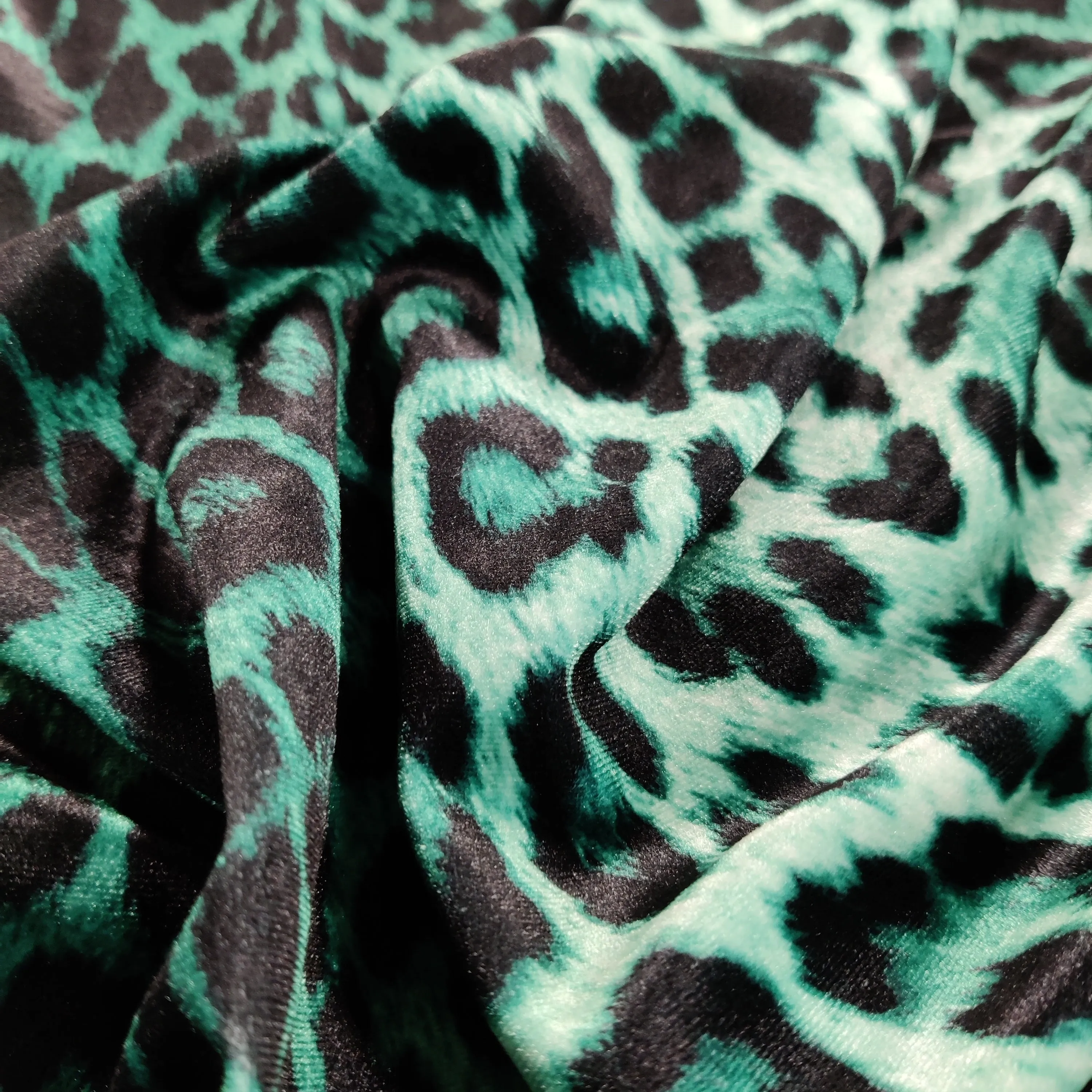 FS005 Leopard Print Scuba, Spun Polyester & Velvet Fabric