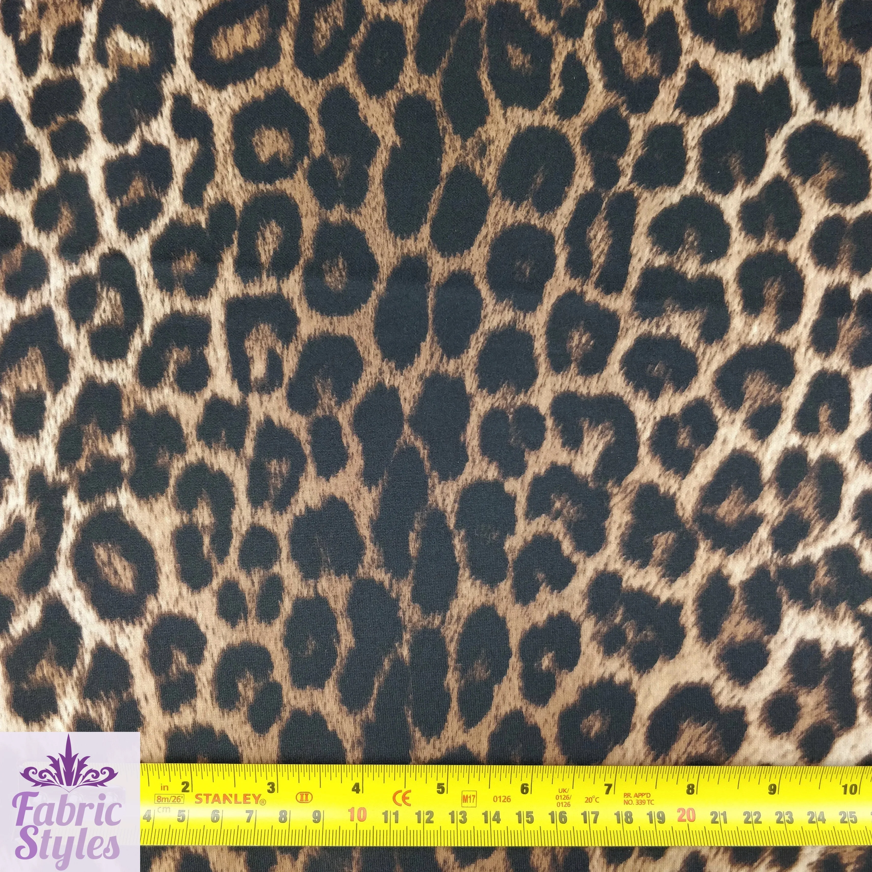 FS005 Leopard Print Scuba, Spun Polyester & Velvet Fabric