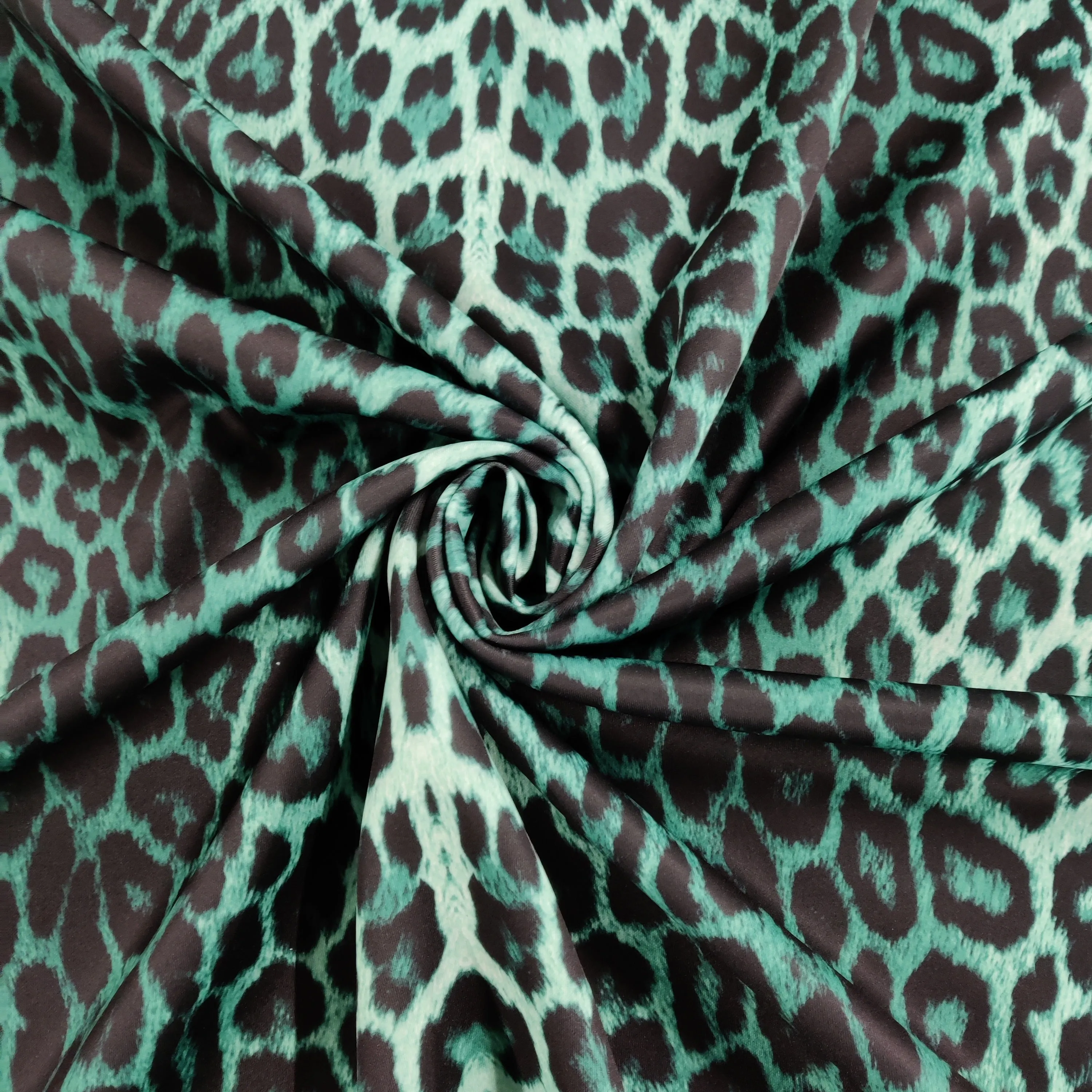 FS005 Leopard Print Scuba, Spun Polyester & Velvet Fabric