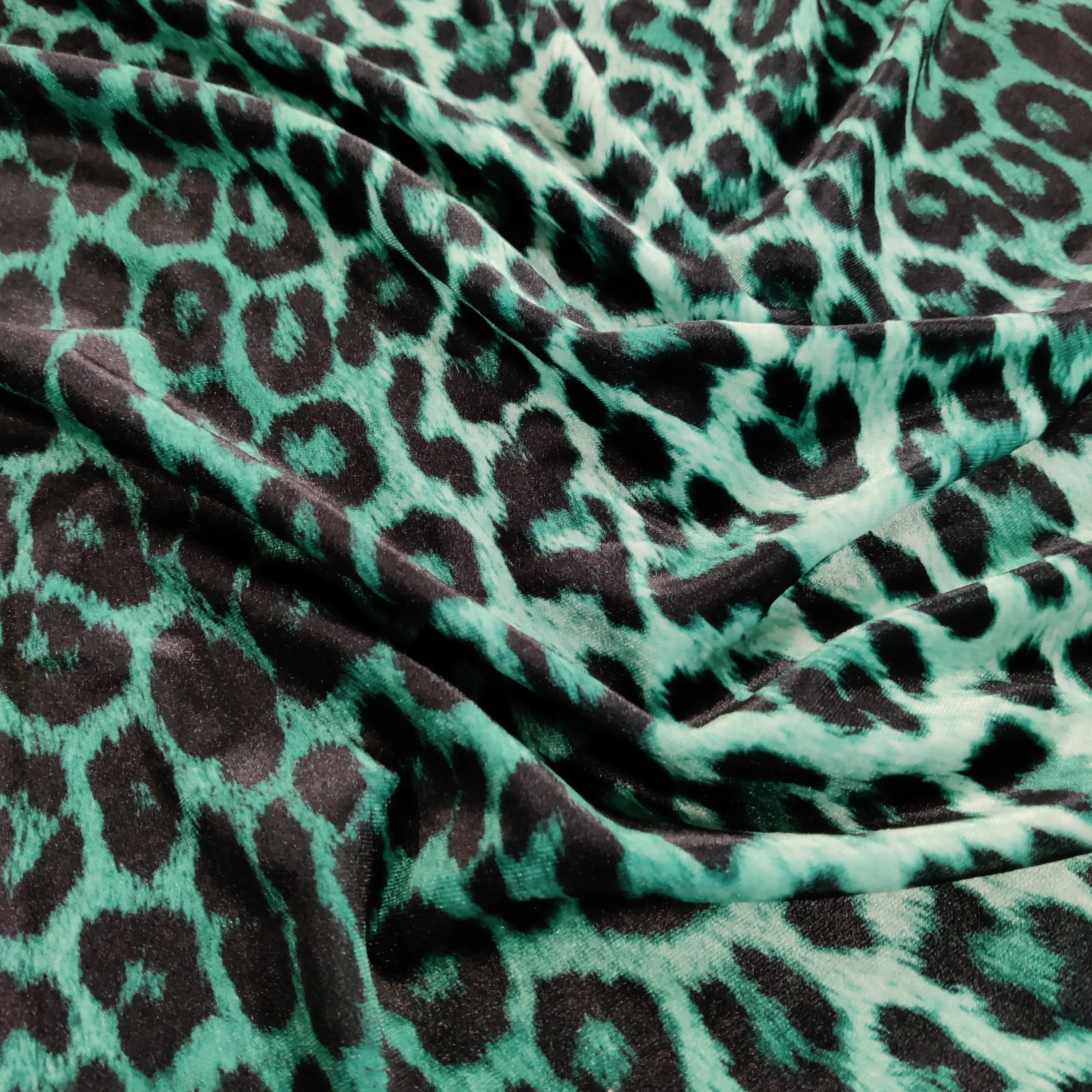 FS005 Leopard Print Scuba, Spun Polyester & Velvet Fabric