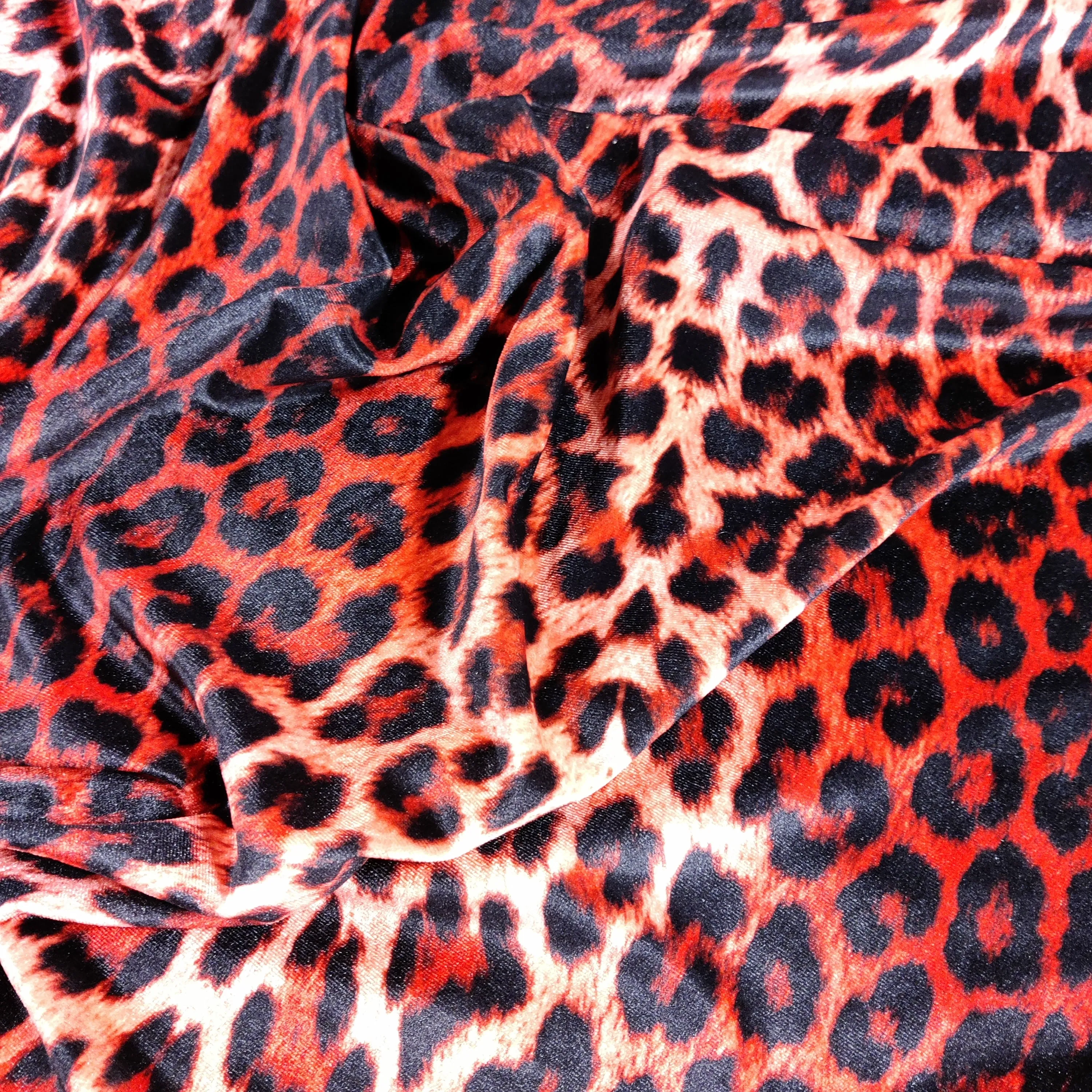 FS005 Leopard Print Scuba, Spun Polyester & Velvet Fabric