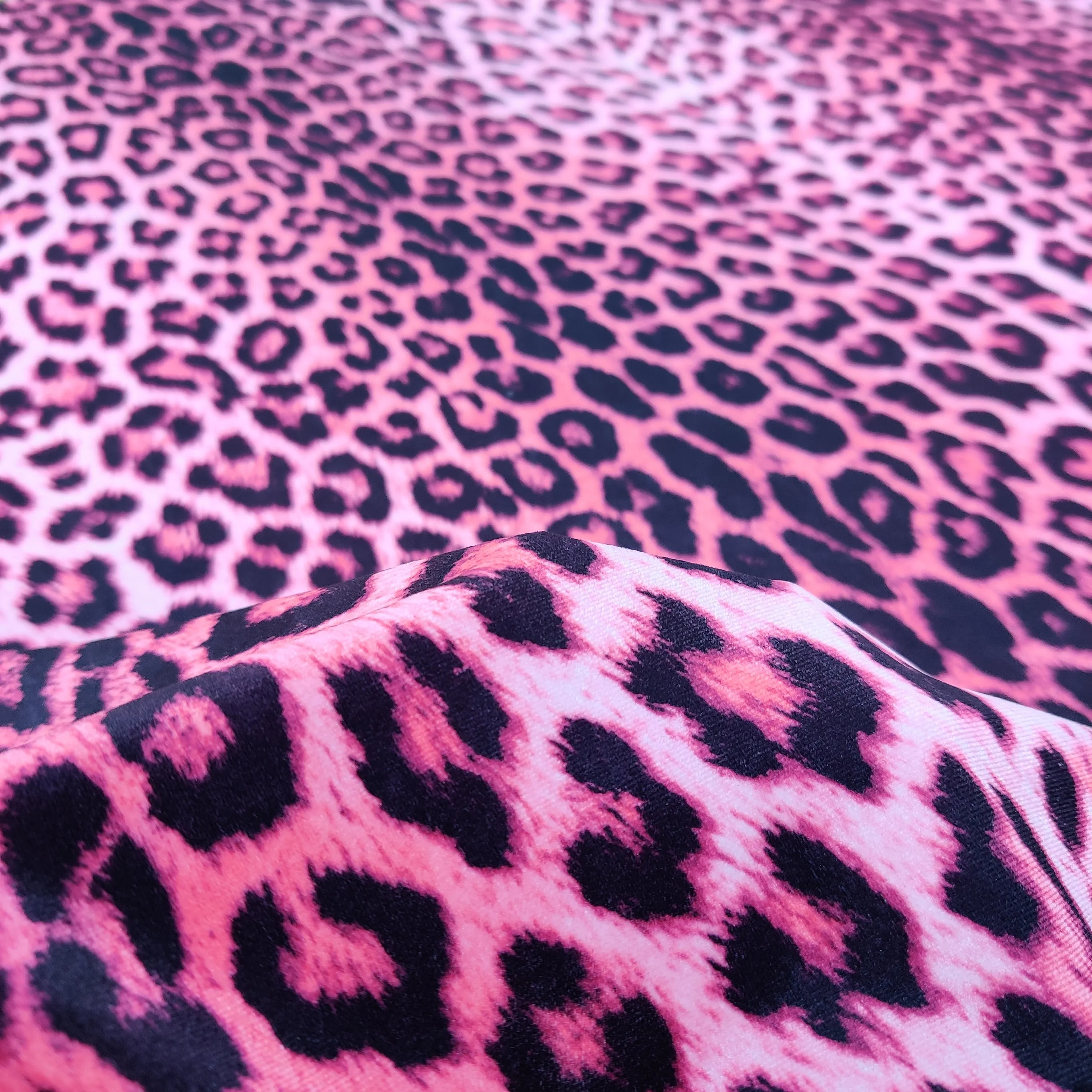 FS005 Leopard Print Scuba, Spun Polyester & Velvet Fabric