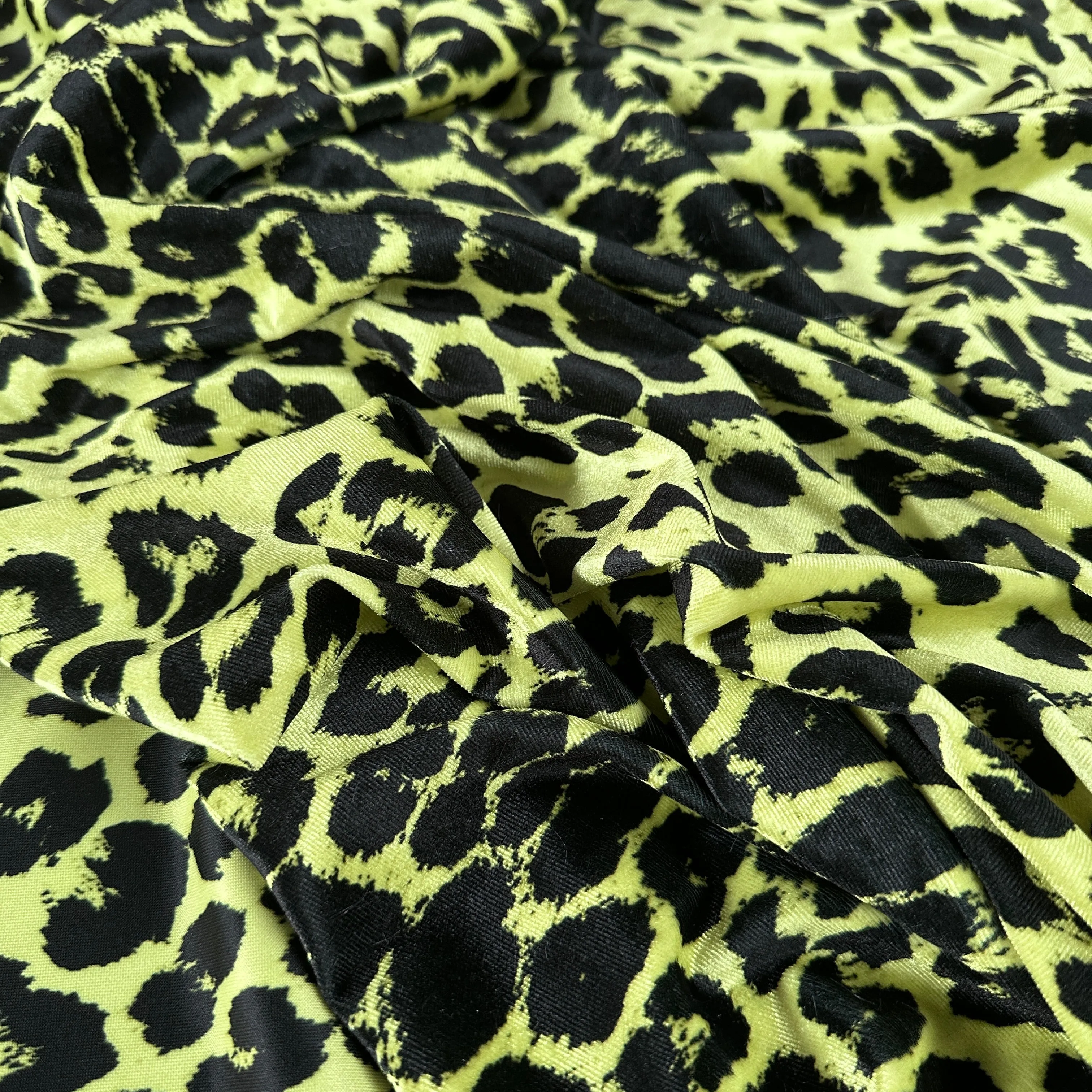 FS005 Leopard Print Scuba, Spun Polyester & Velvet Fabric