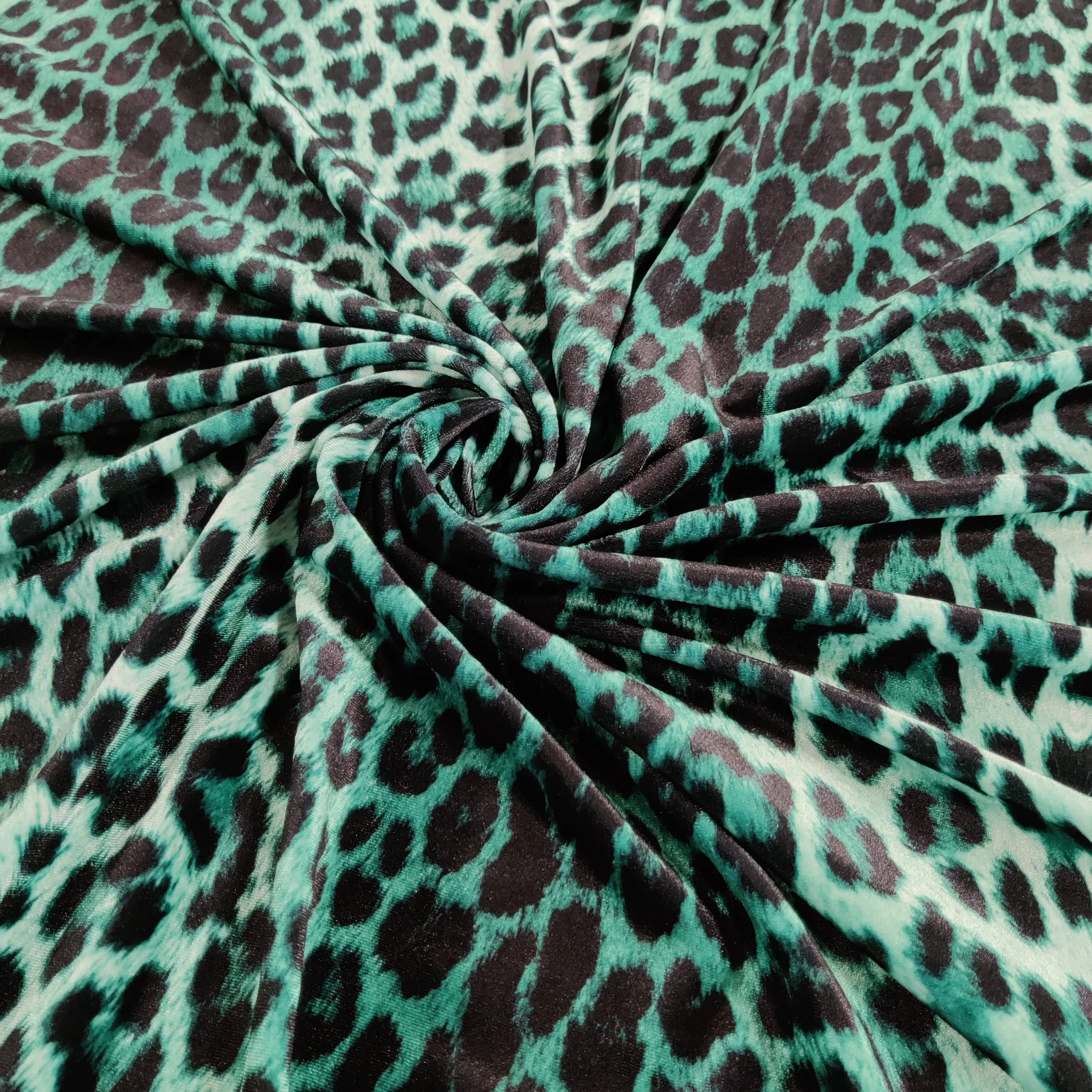 FS005 Leopard Print Scuba, Spun Polyester & Velvet Fabric