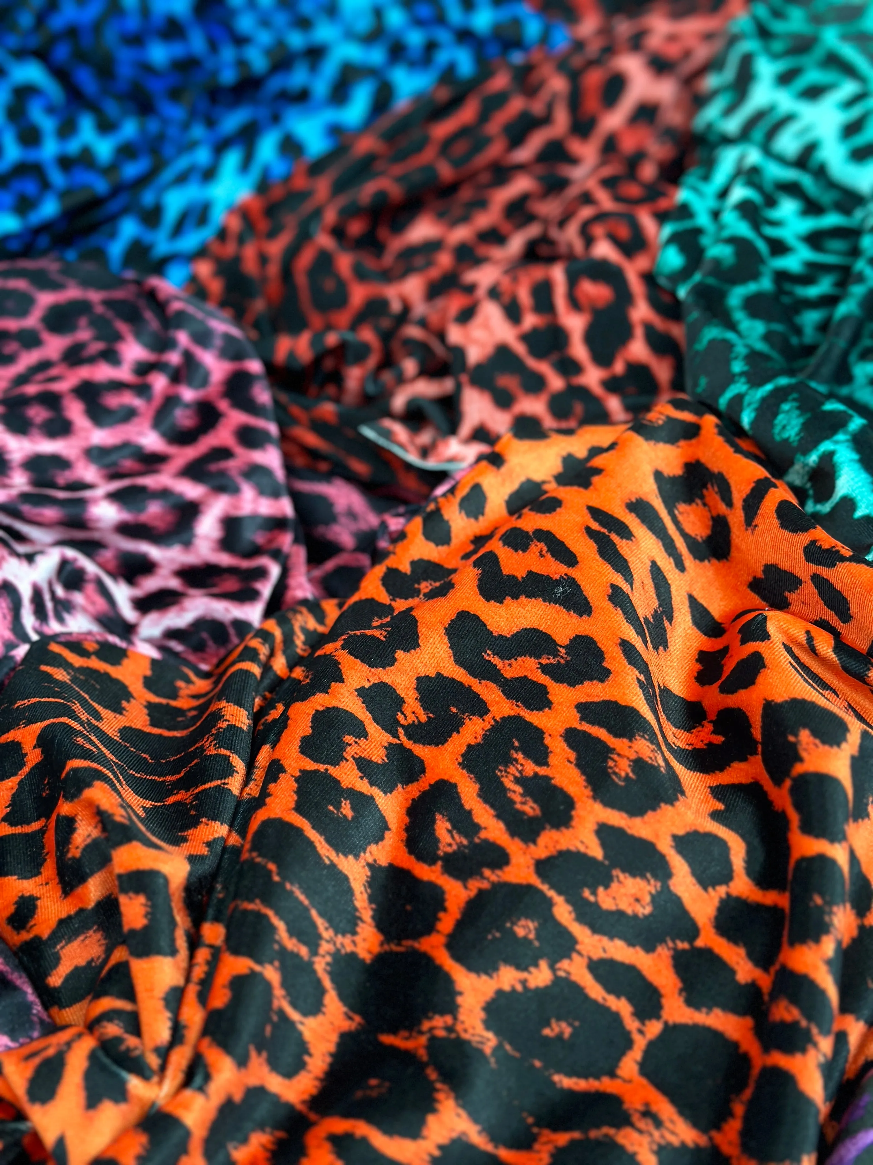 FS005 Leopard Print Scuba, Spun Polyester & Velvet Fabric