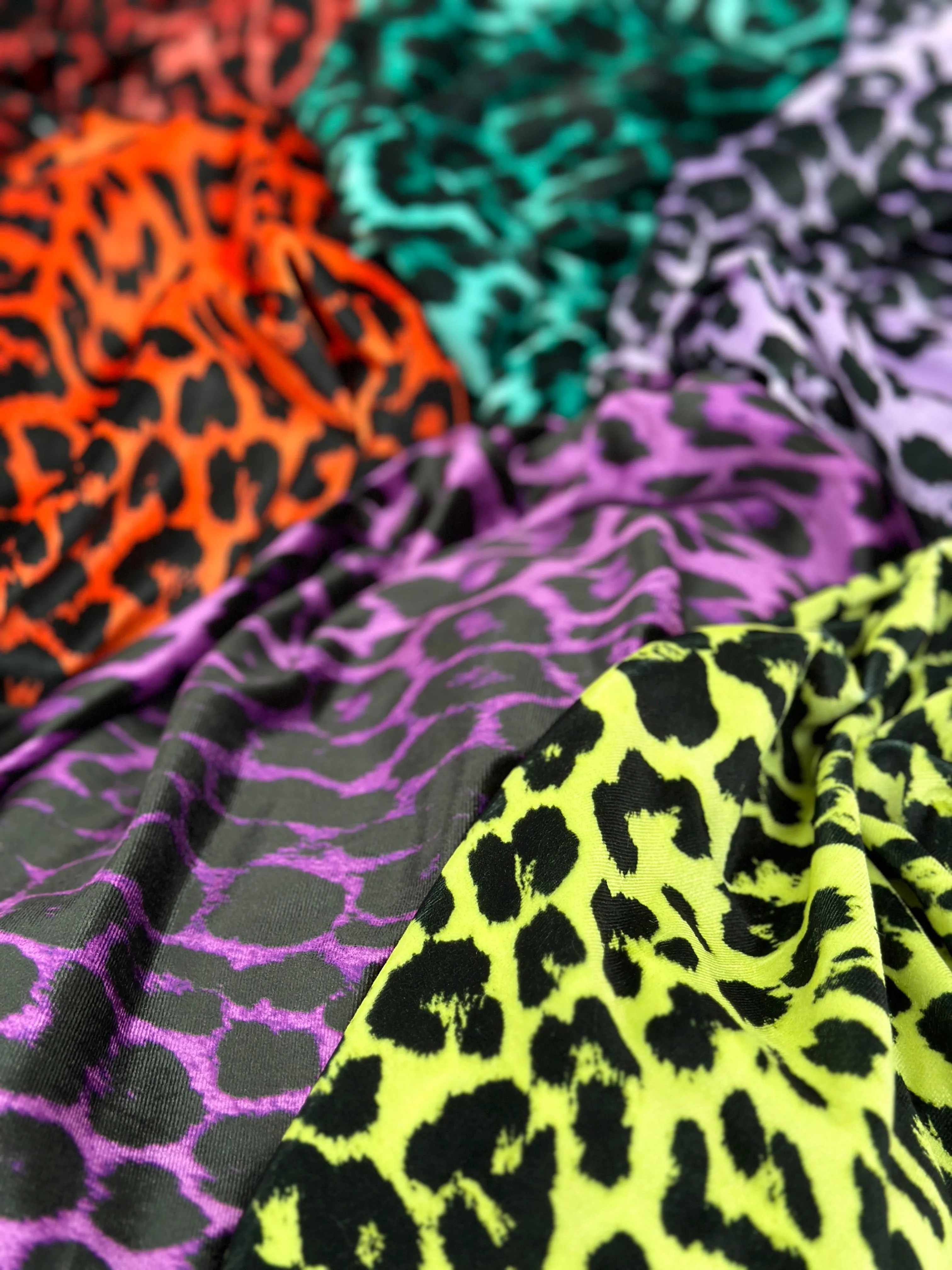 FS005 Leopard Print Scuba, Spun Polyester & Velvet Fabric