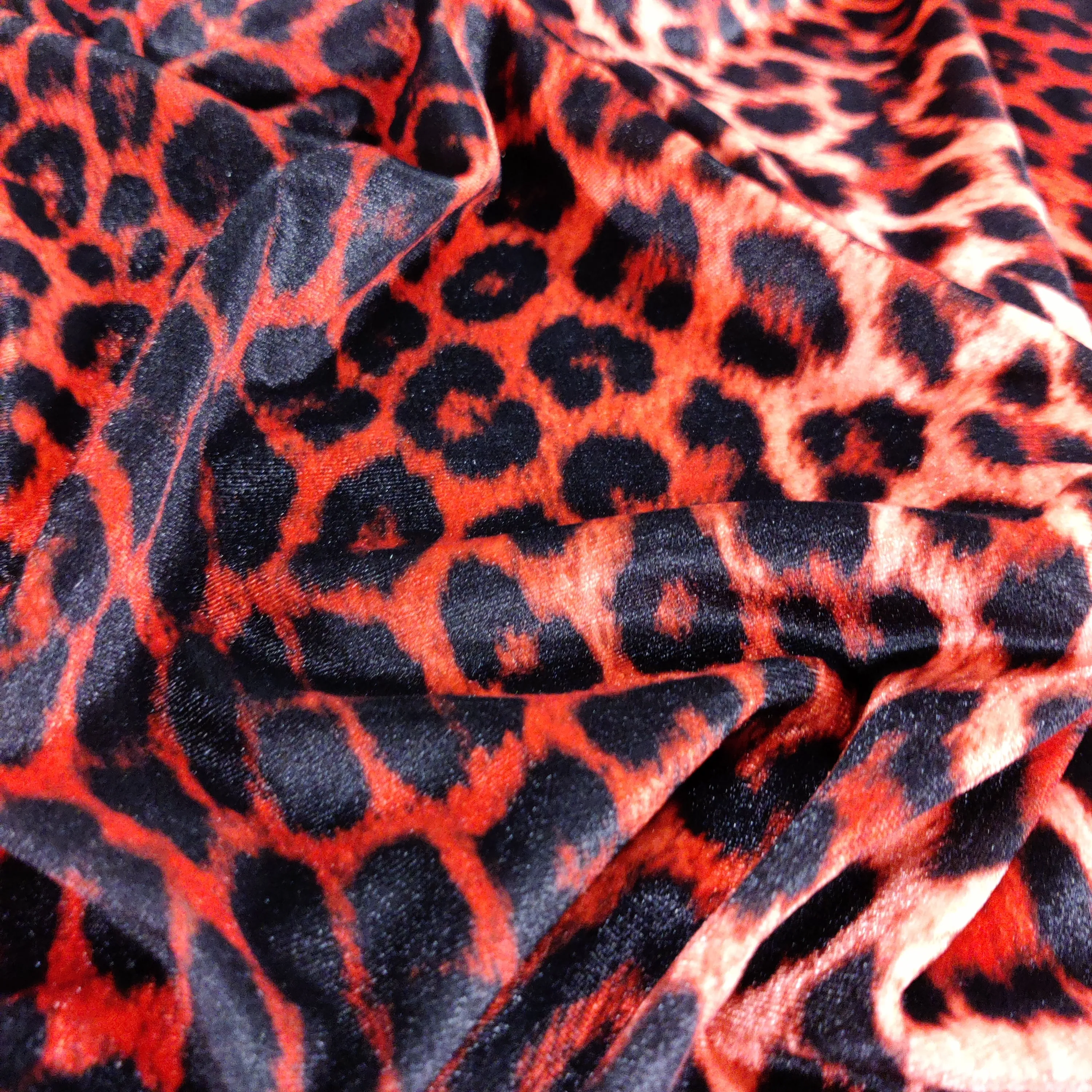 FS005 Leopard Print Scuba, Spun Polyester & Velvet Fabric