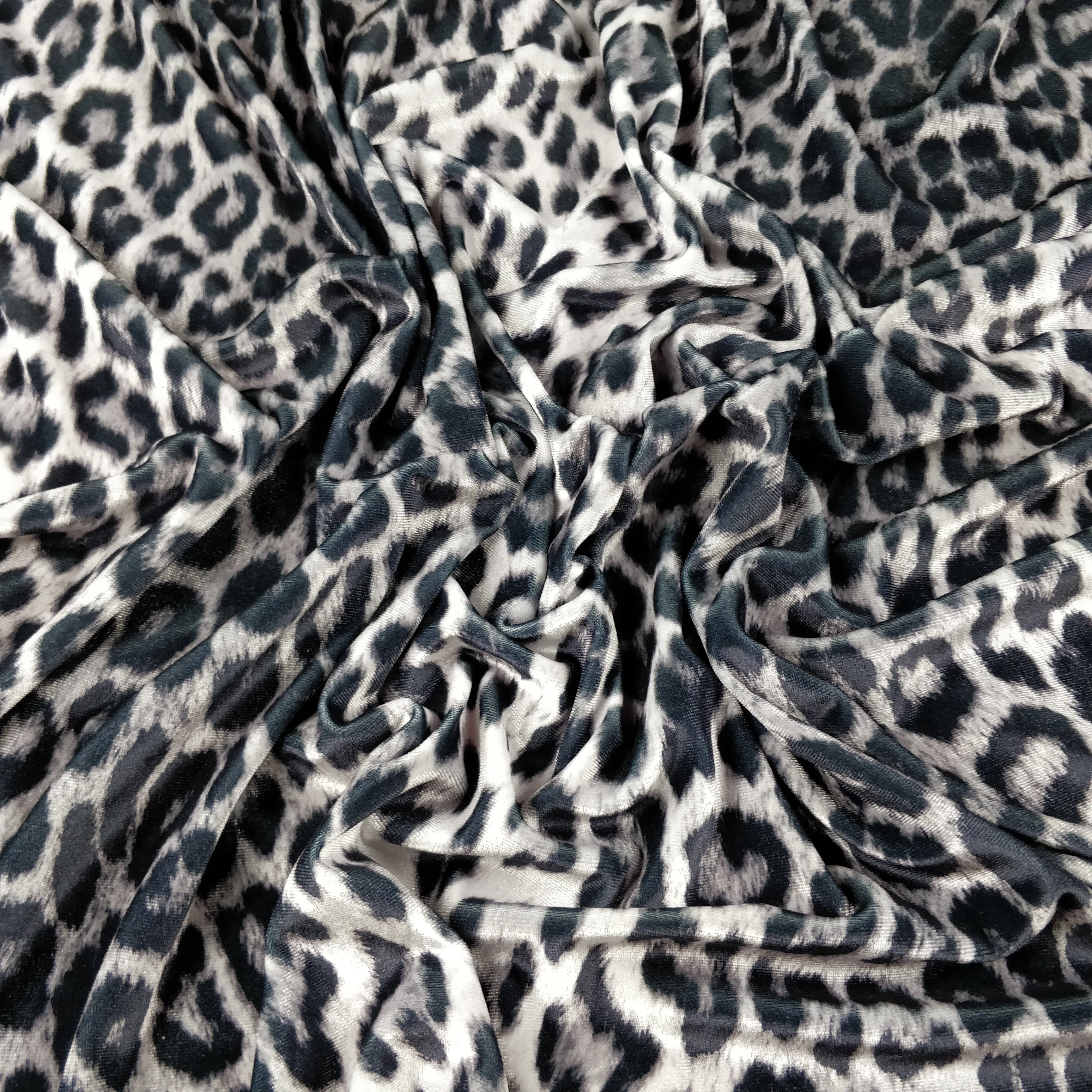 FS005 Leopard Print Scuba, Spun Polyester & Velvet Fabric