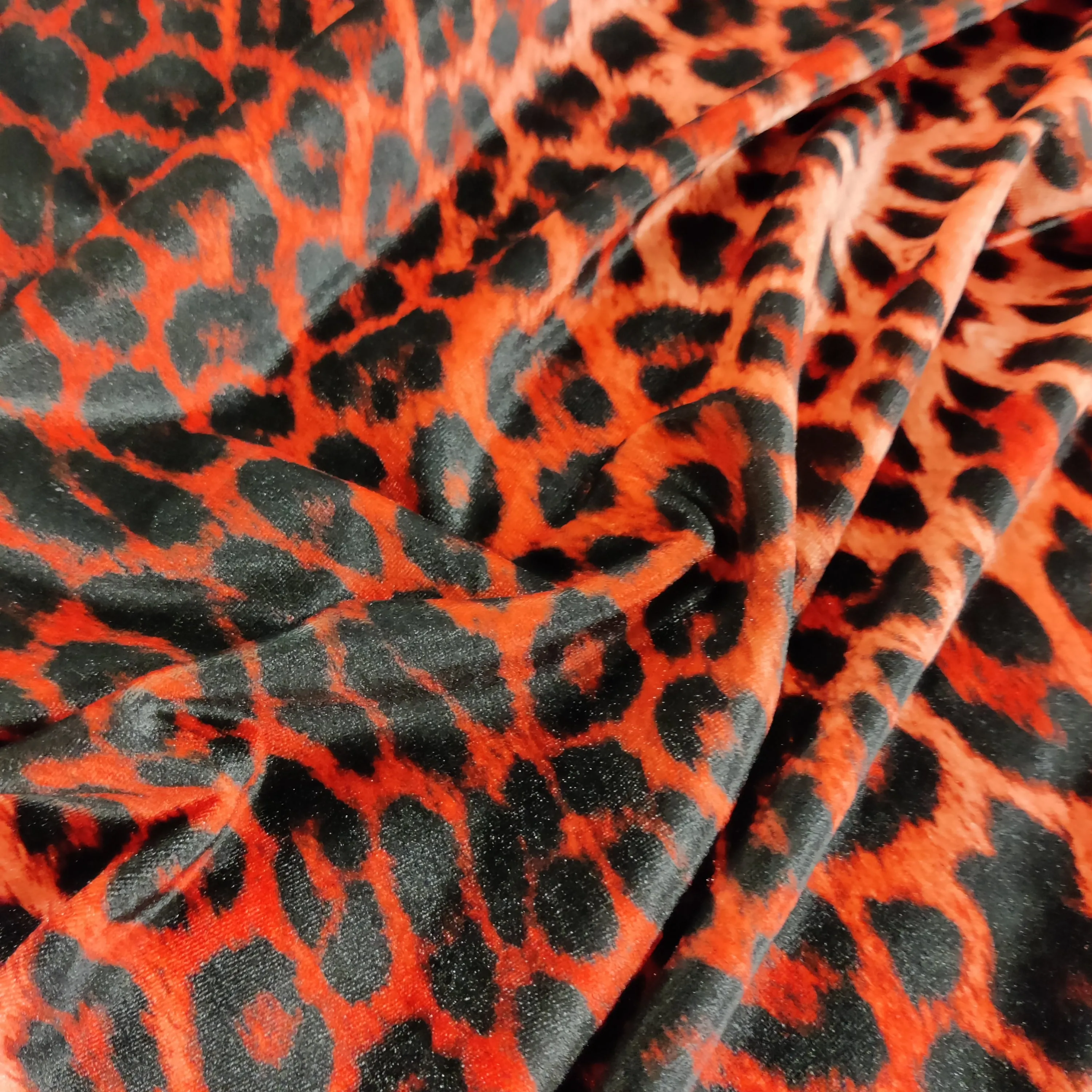 FS005 Leopard Print Scuba, Spun Polyester & Velvet Fabric