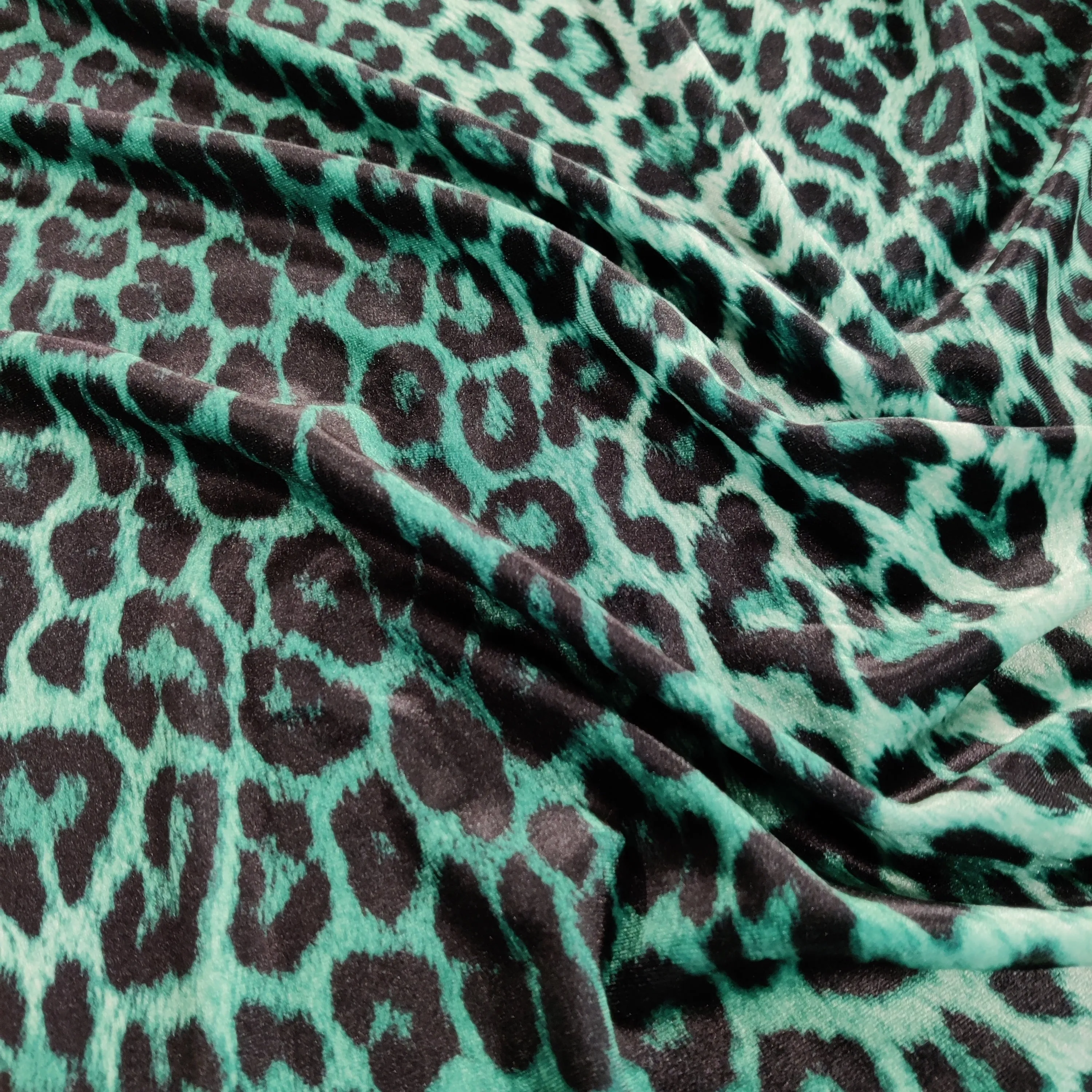 FS005 Leopard Print Scuba, Spun Polyester & Velvet Fabric