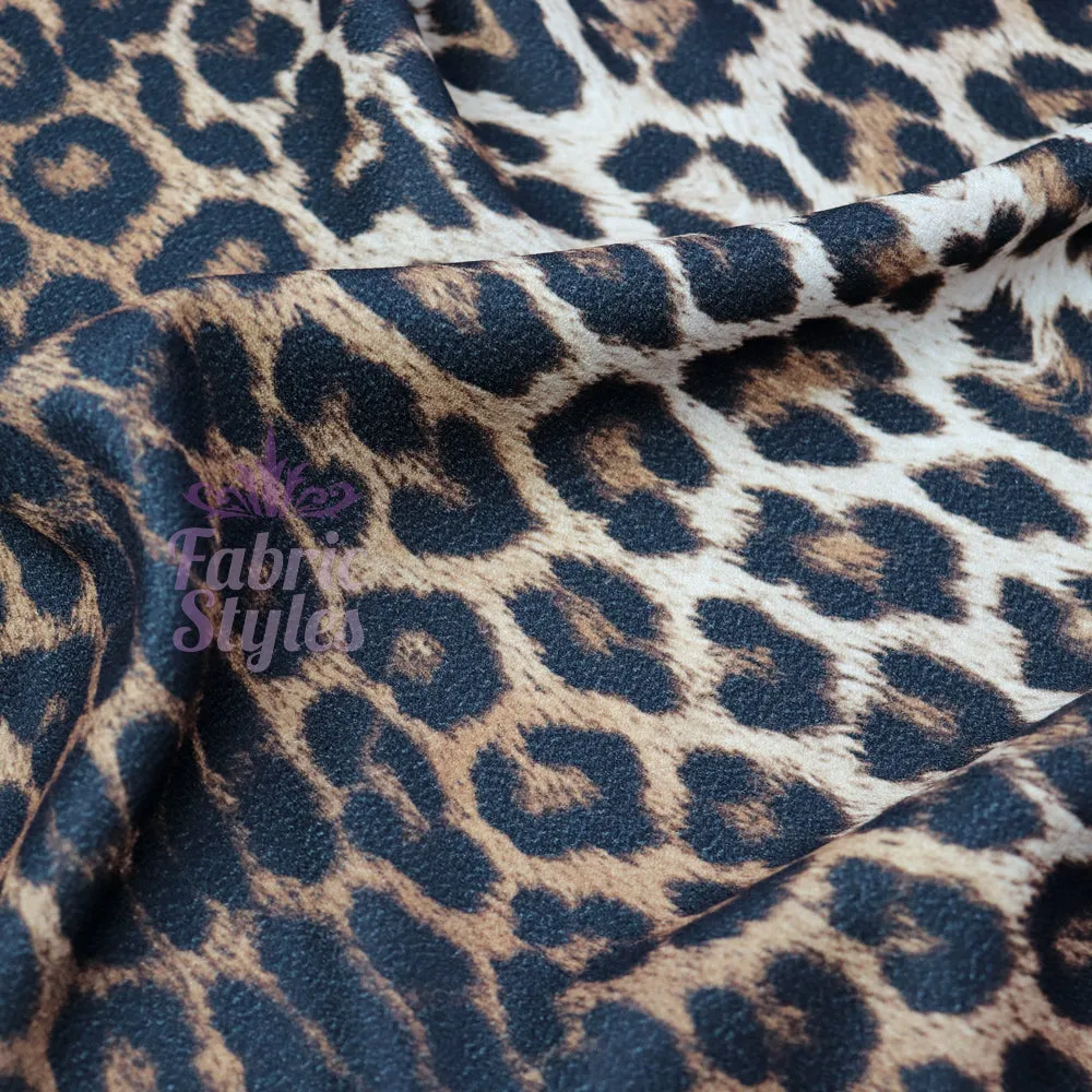 FS005_1 Leopard Polyester Crepe Fabric