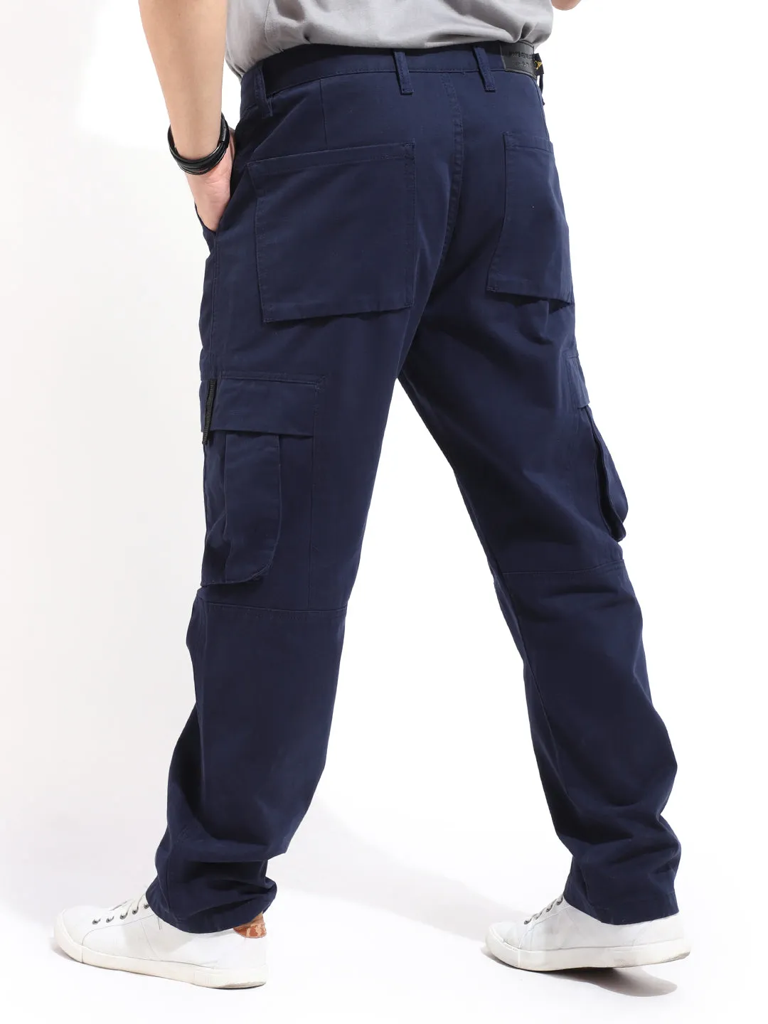 Gesture Navy Blue Baggy Fit Cargo