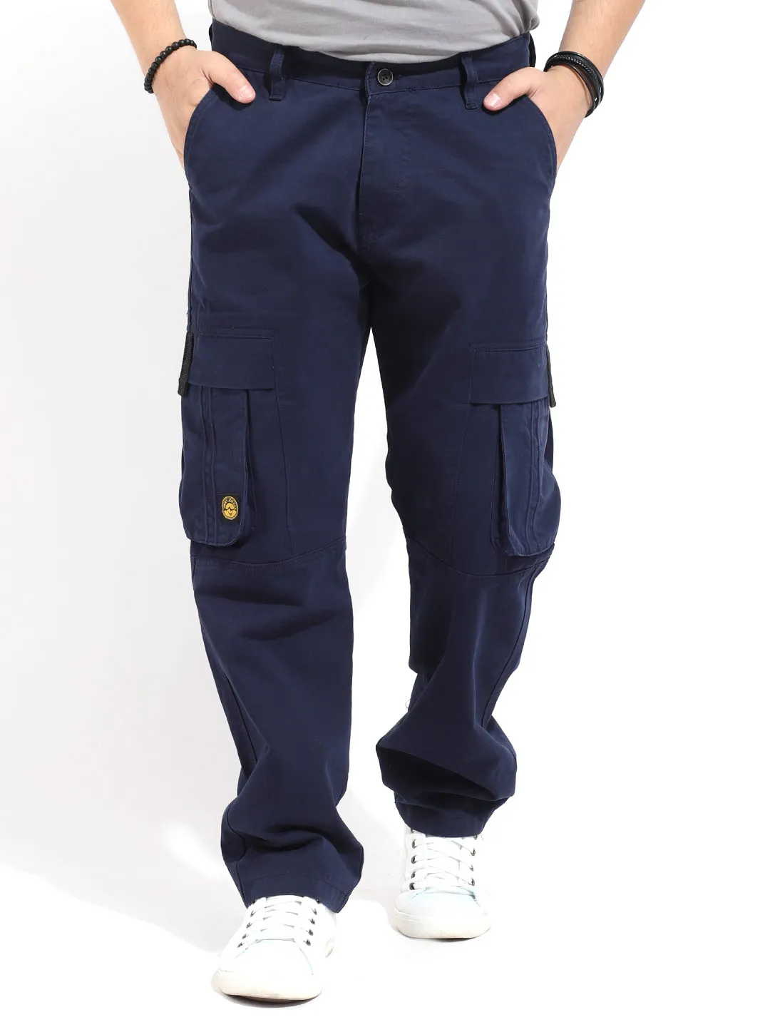 Gesture Navy Blue Baggy Fit Cargo