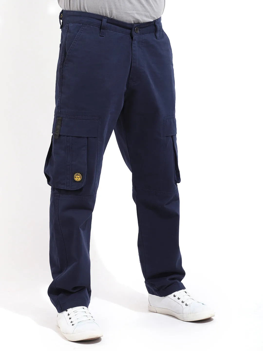 Gesture Navy Blue Baggy Fit Cargo