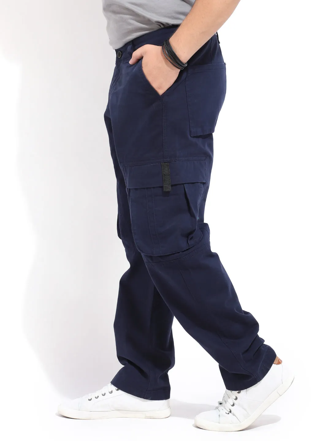 Gesture Navy Blue Baggy Fit Cargo