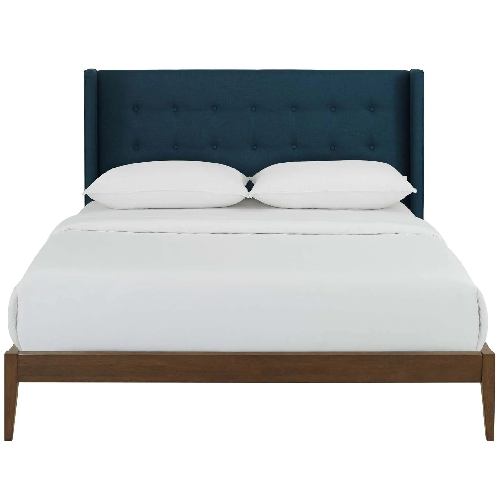 Hadley Wingback Upholstered Polyester Fabric Platform Bed