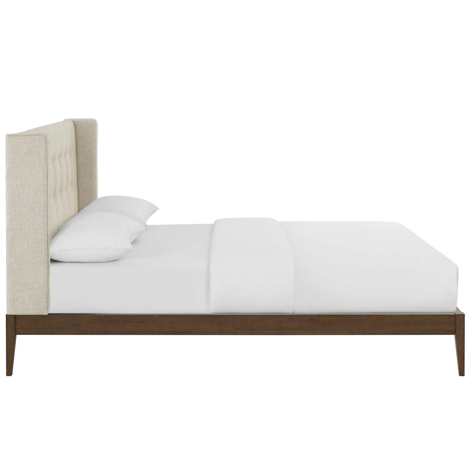 Hadley Wingback Upholstered Polyester Fabric Platform Bed