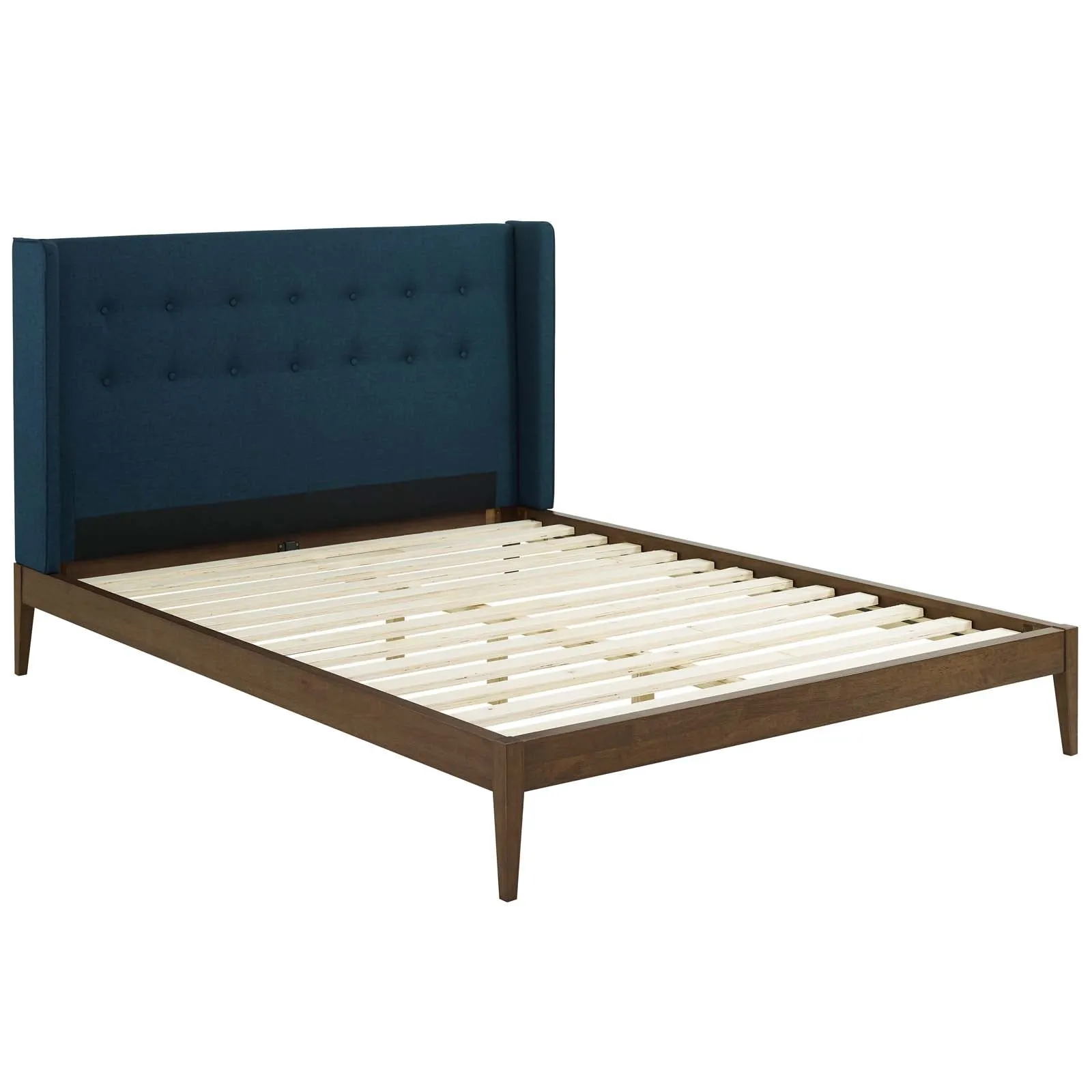 Hadley Wingback Upholstered Polyester Fabric Platform Bed