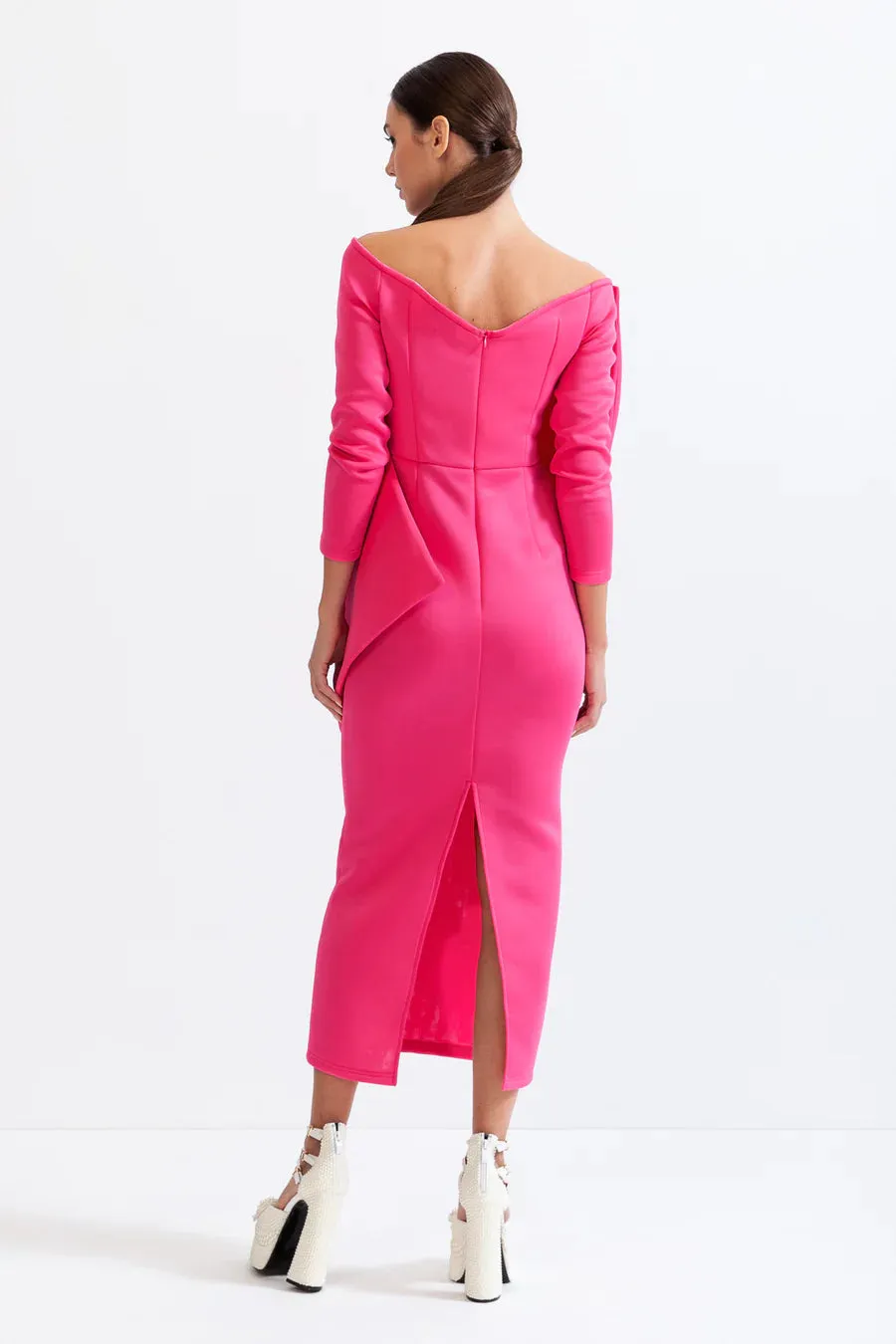 HELMI Long Sleeve Ribbon Bodycon Dress