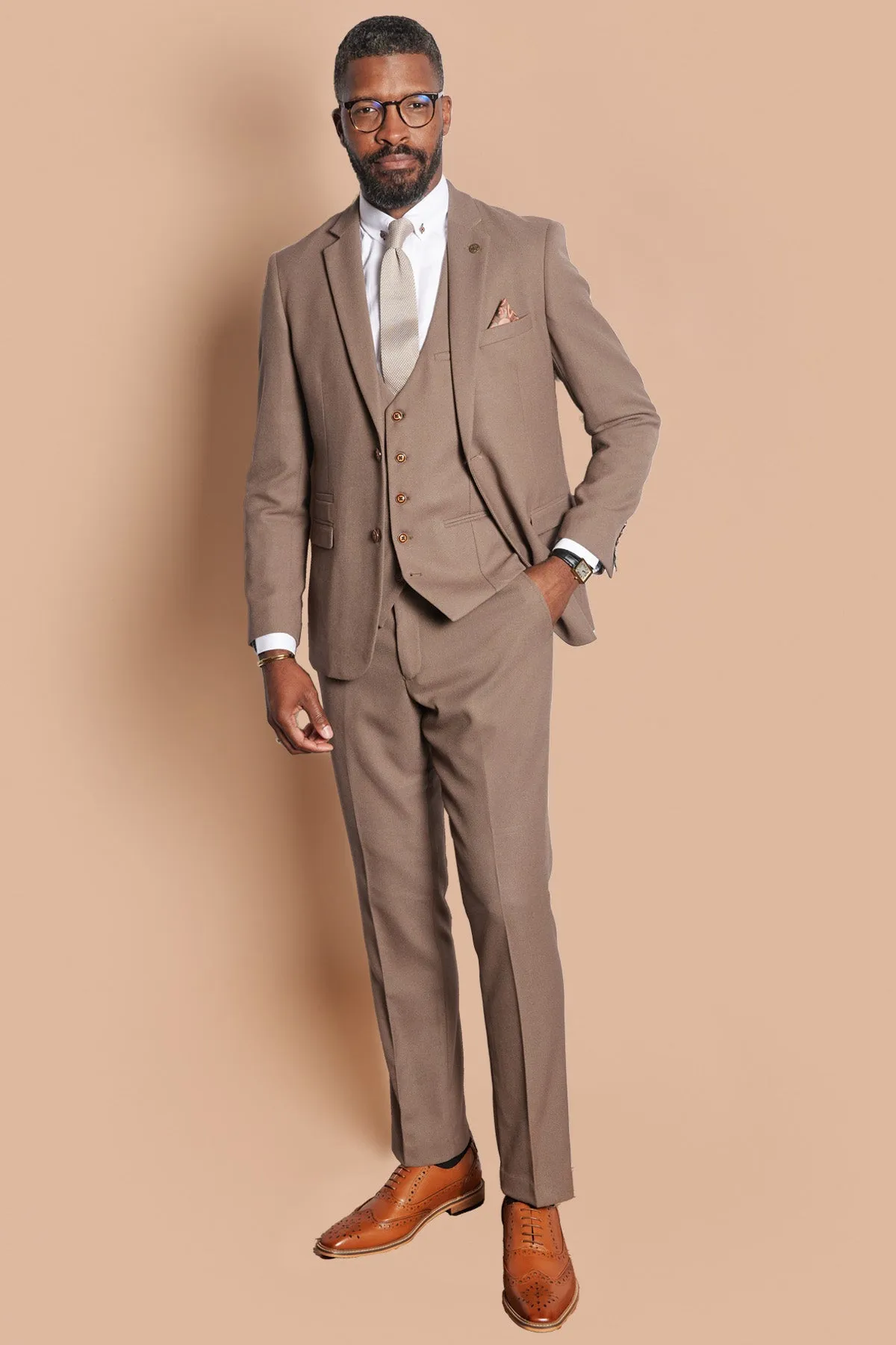 HM5 - Tan Tailored Three Piece Suit