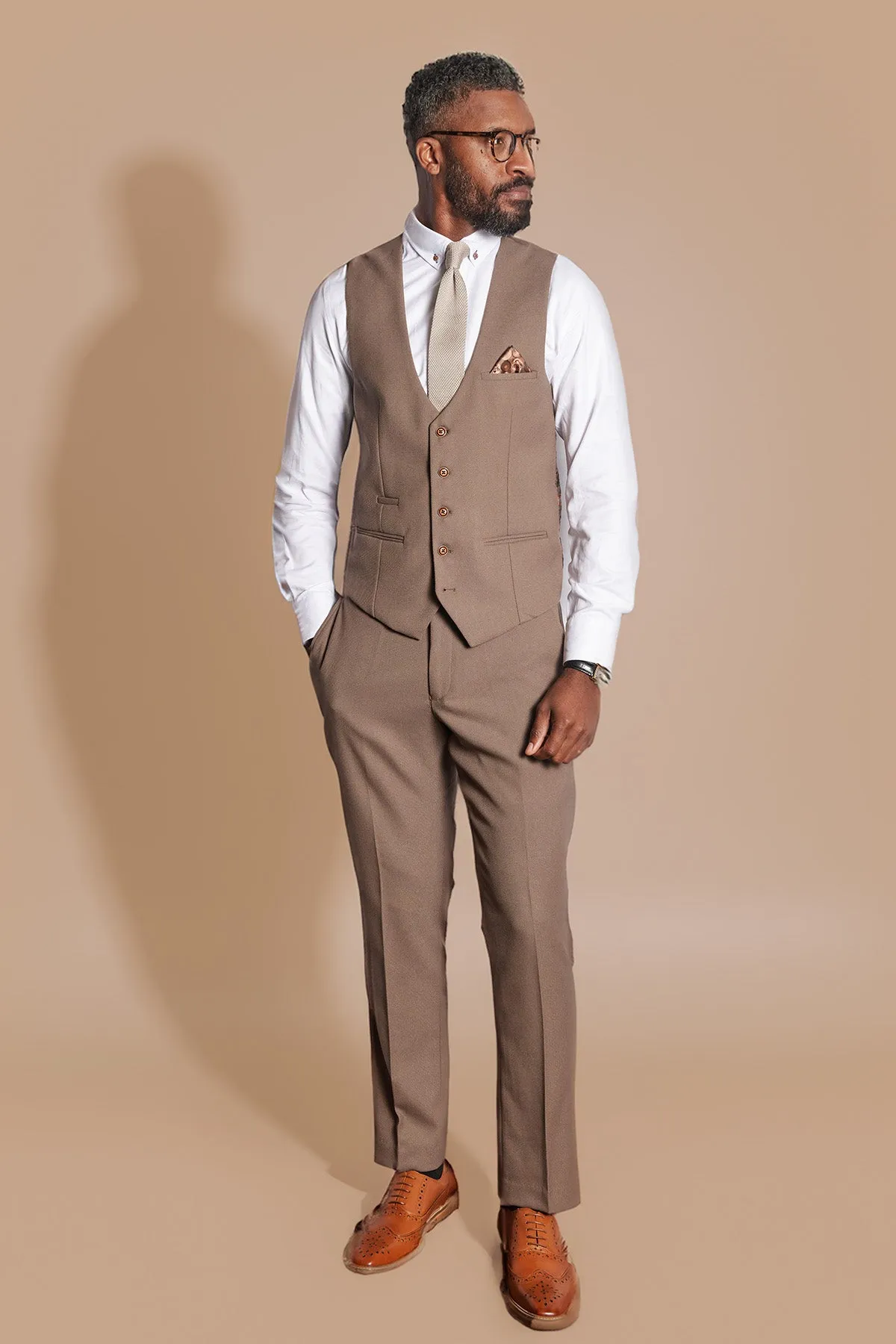 HM5 - Tan Tailored Three Piece Suit