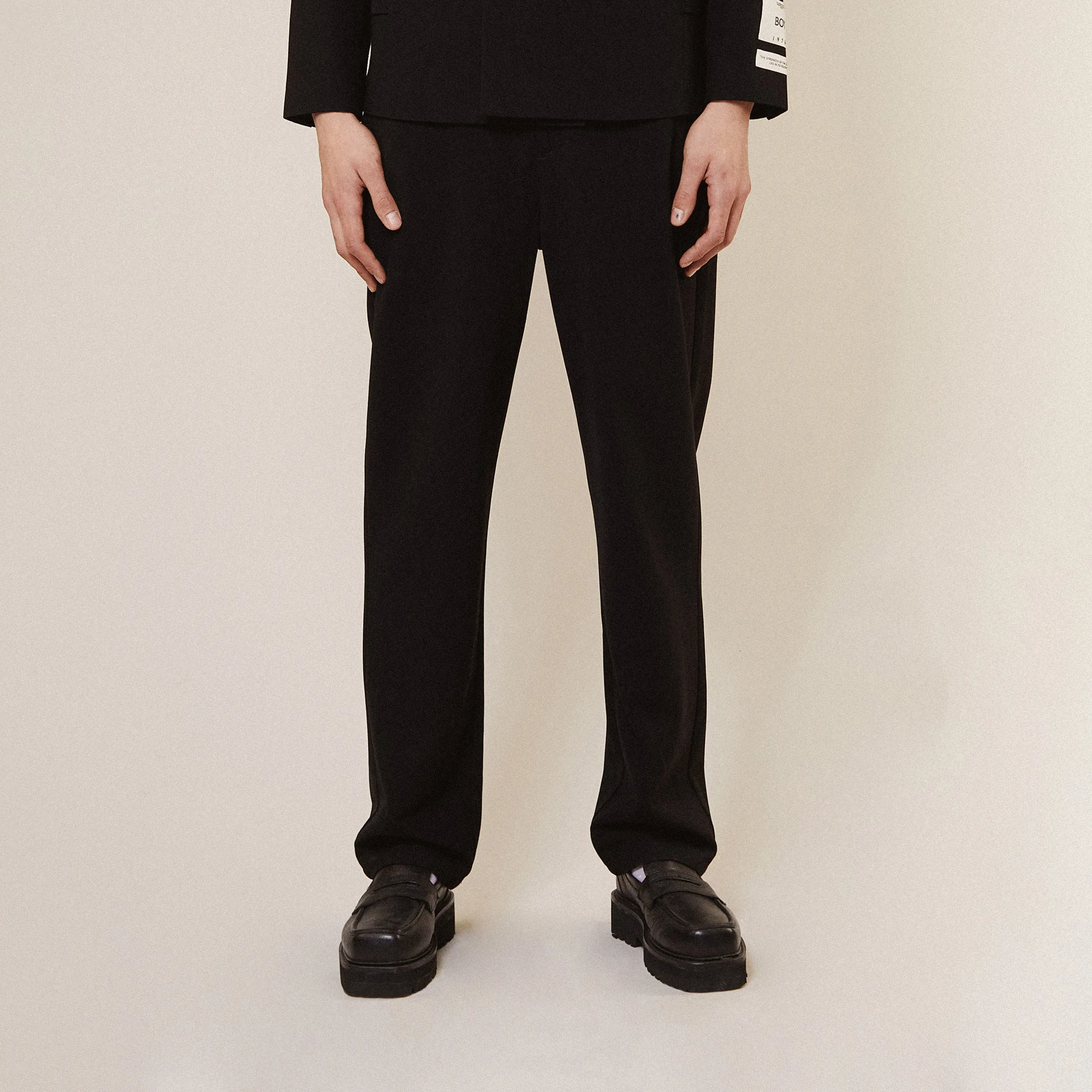 KINGS ROAD GRAFFITI RELAXED TAILORED TROUSERS - BLACK