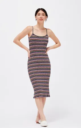 LACAUSA Striped Midi Dress