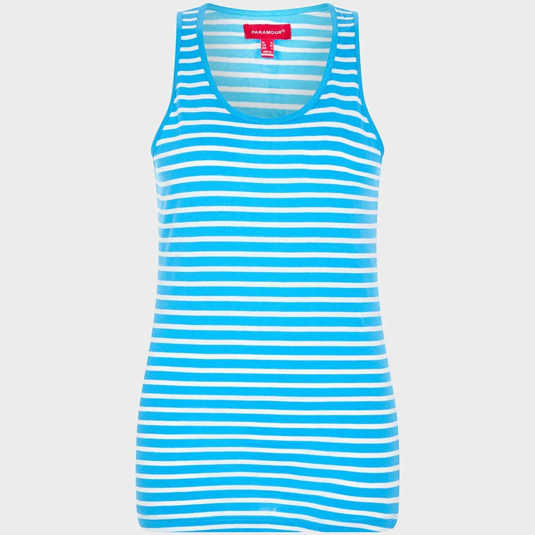 Ladies Cornflower Striped Vest