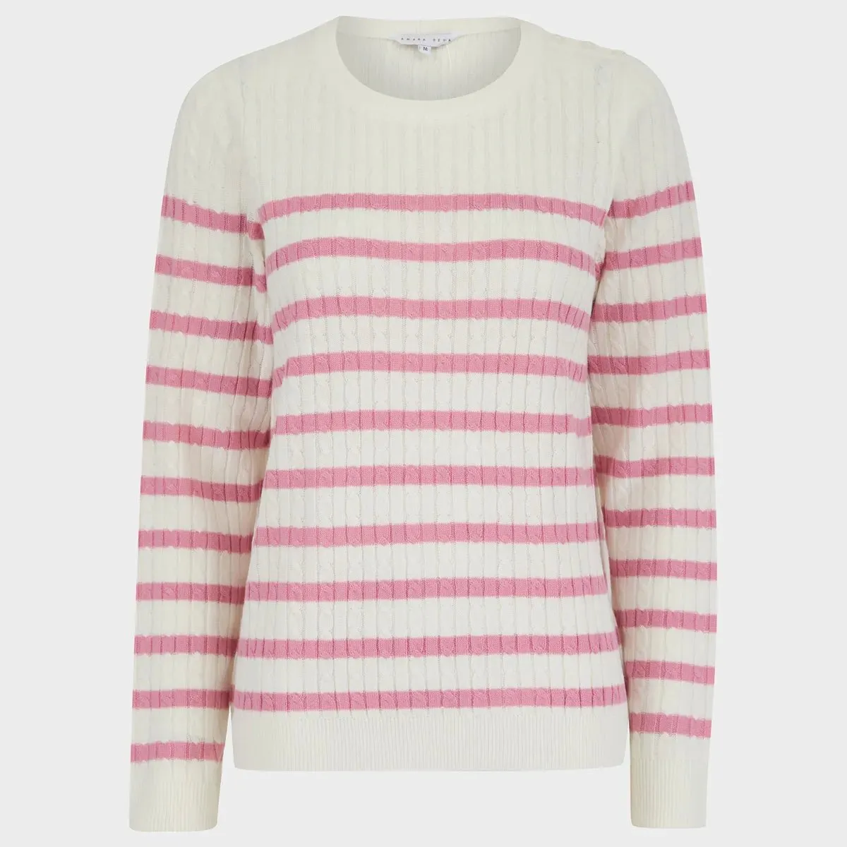 Ladies Striped Cable Knit Jumper